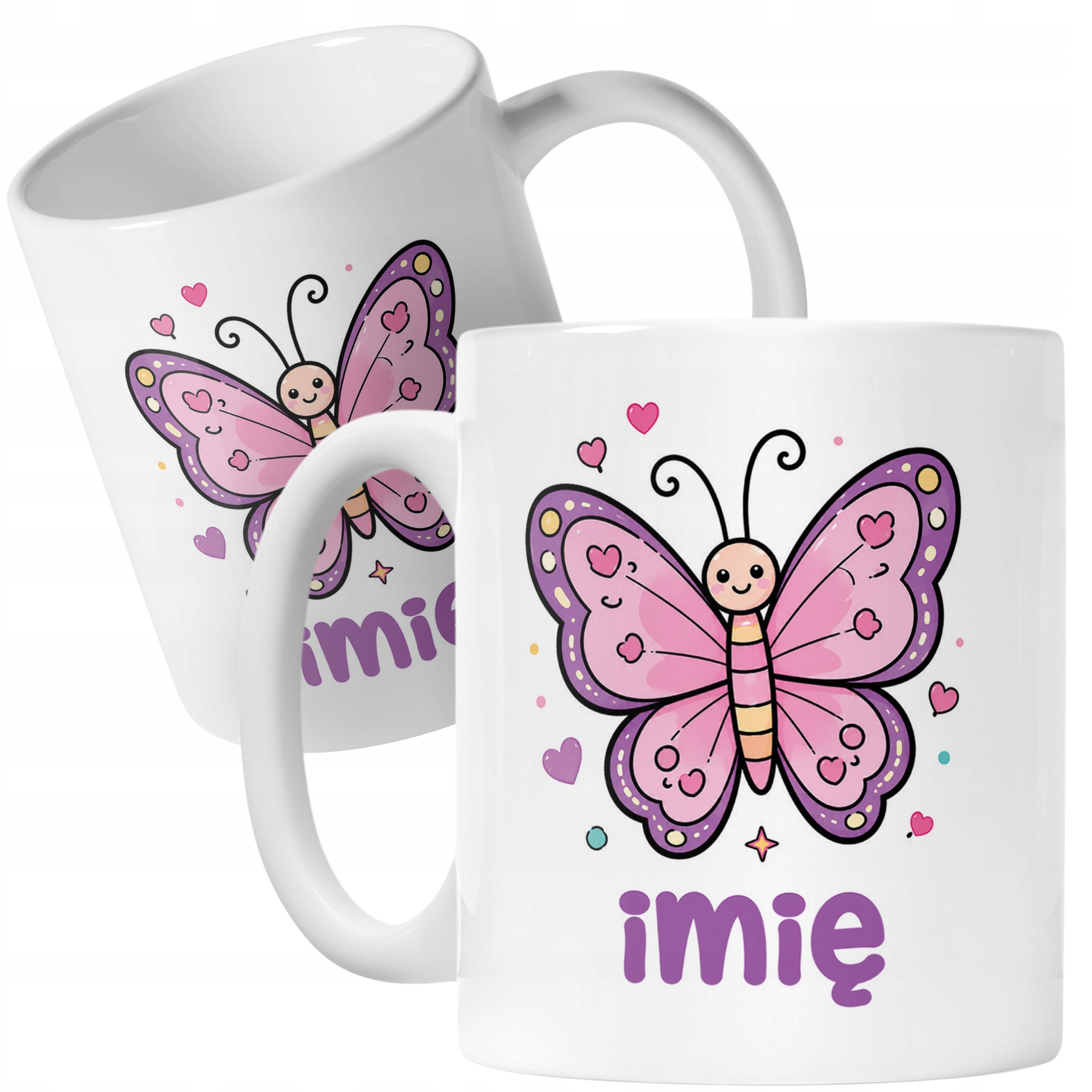 Biały Kubek z nadrukiem personalizowany Uroczy Motylek Dla Dzieci Prezent