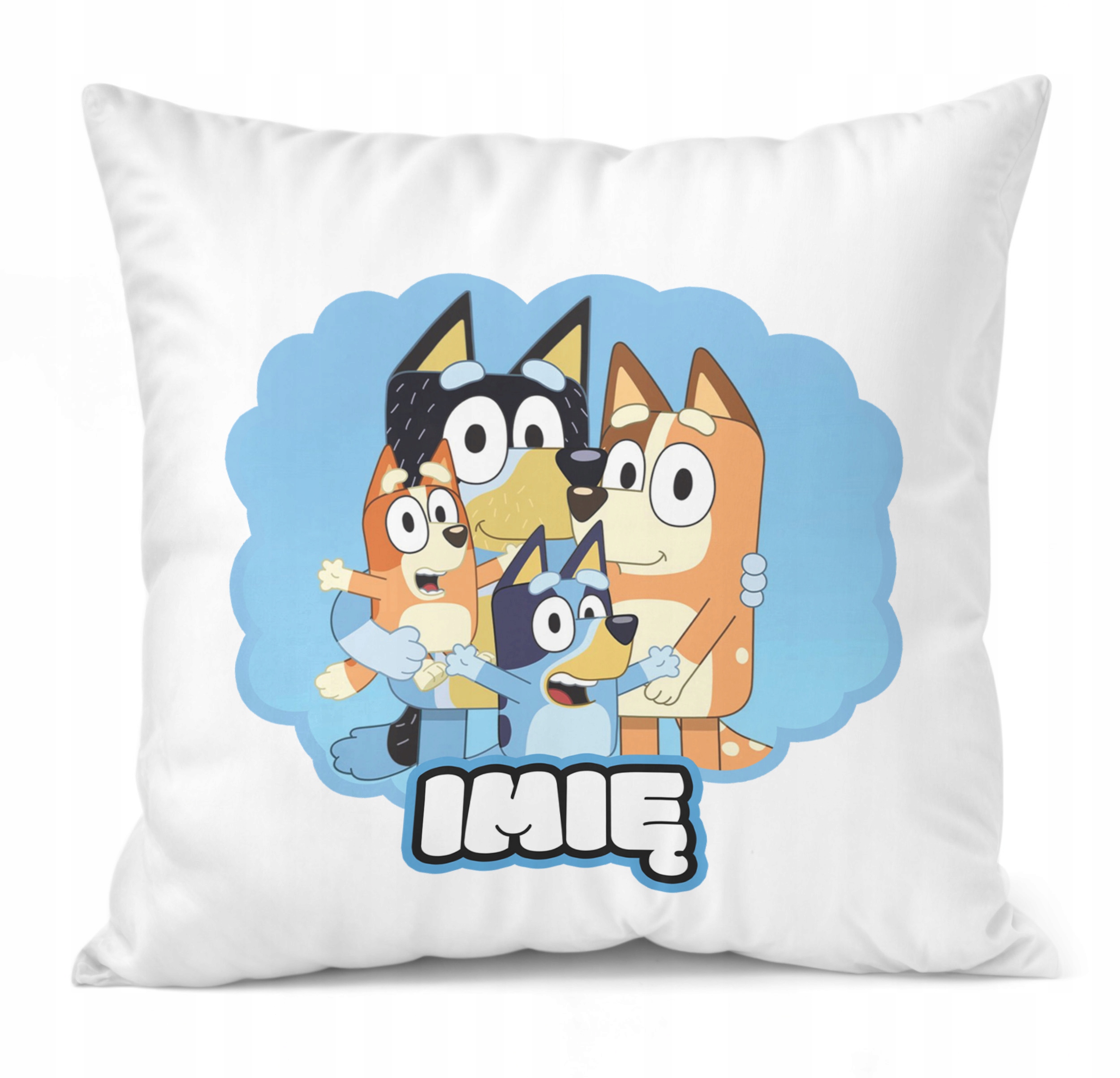 Zestaw Personalizowany Kubek + Poduszka 38×38 cm Dla Fanów Bajki Bluey