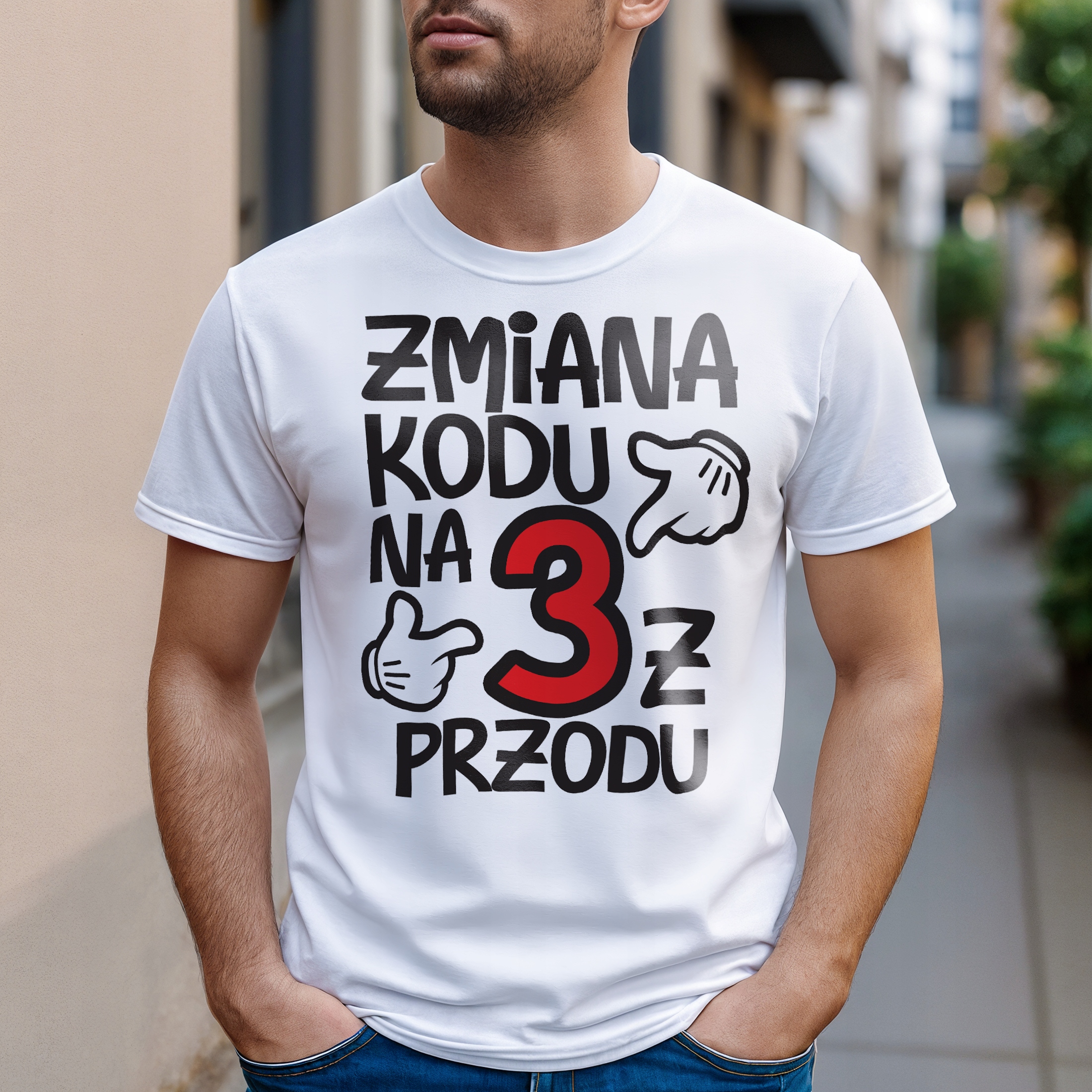 Koszulka biała męska Zmiana Kodu 30 Urodziny Prezent