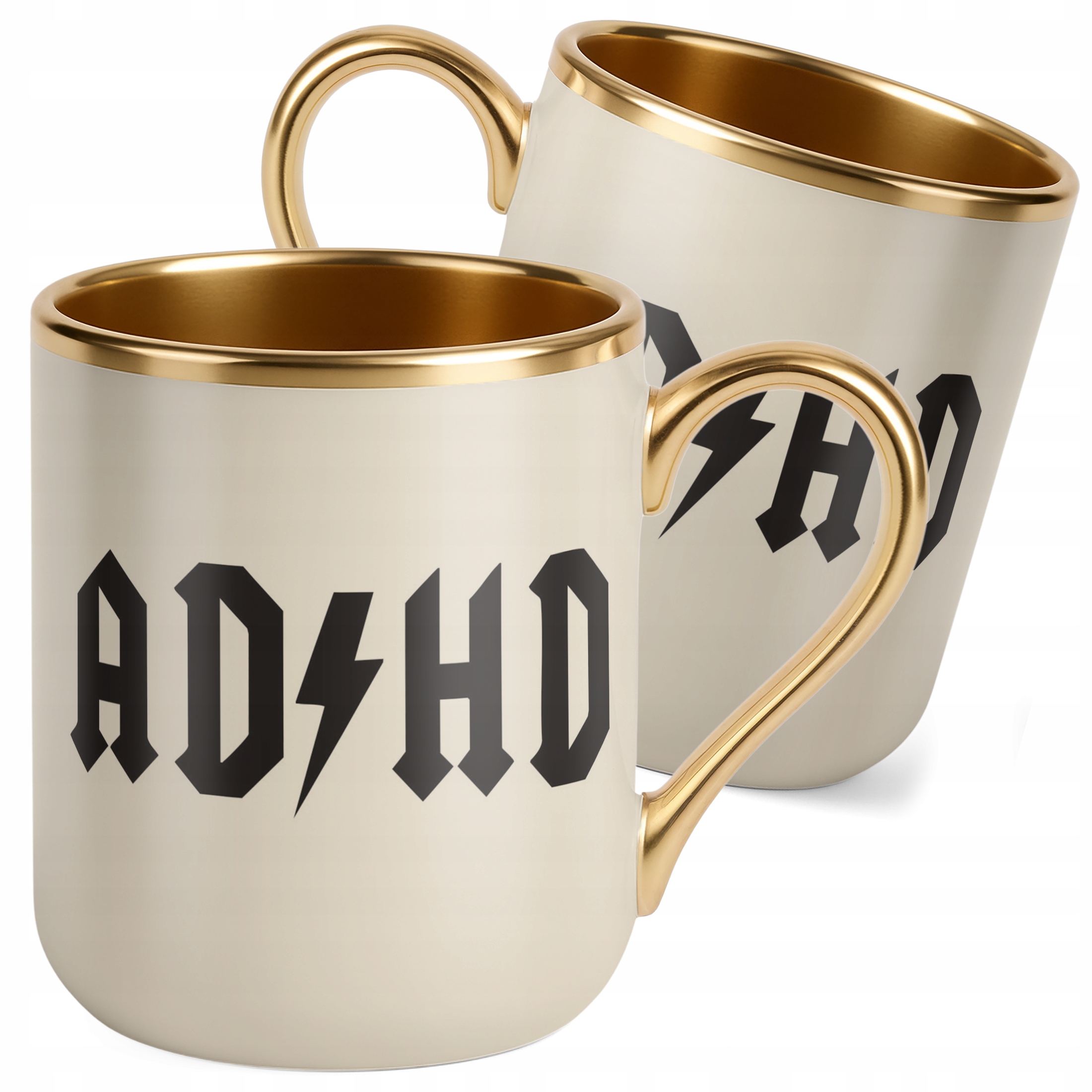 Kubek Premium Złoty Ecru ADHD Śmieszny Zabawny Upominek