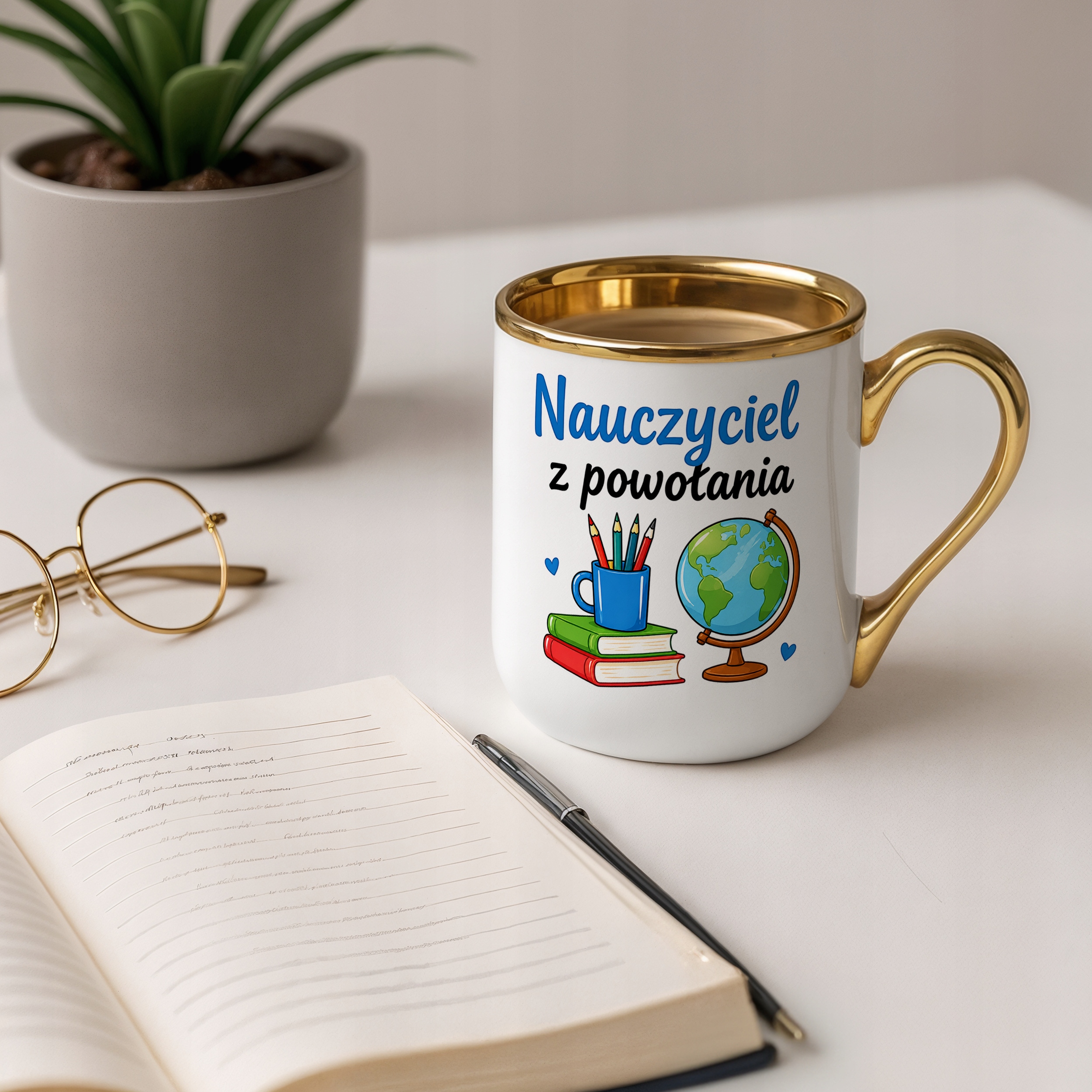 Kubek Premium Złoty Dzień Nauczyciela Dla Nauczyciela Prezent Upominek