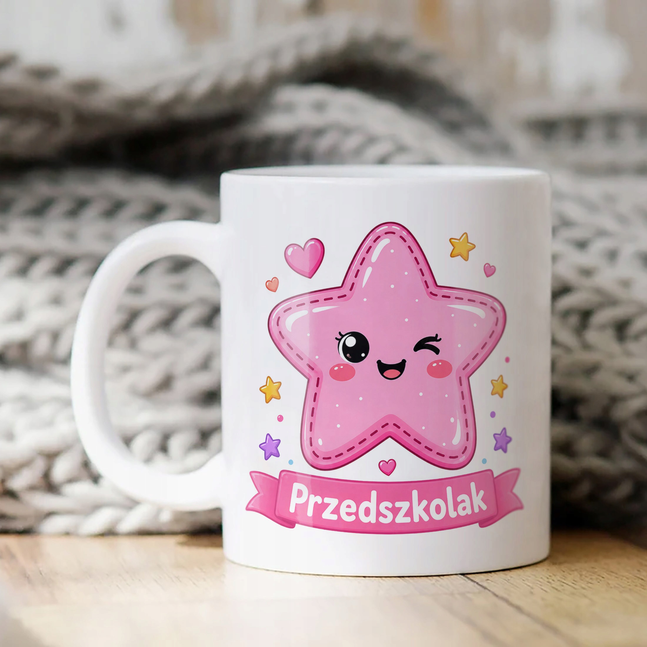 Biały Kubek z nadrukiem Przedszkolak Szkoła Dla Dzieci Prezent