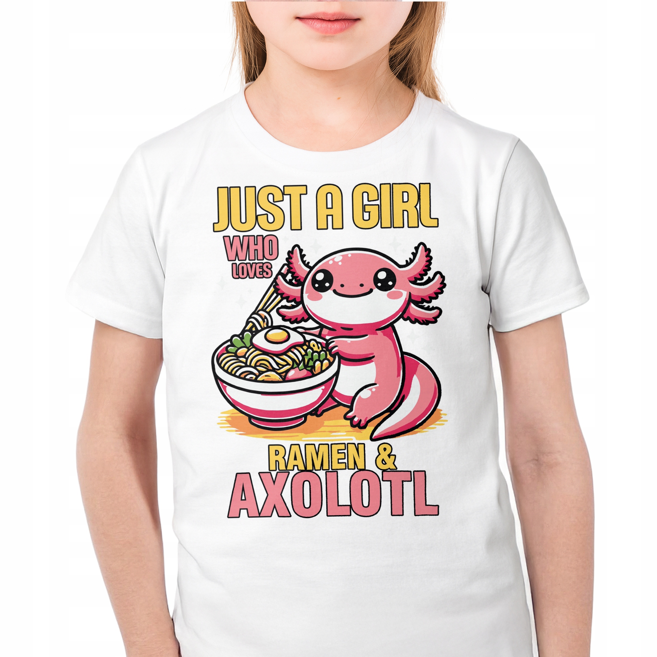 Koszulka biała dzieci Aksolotl Axolotl Uśmiechnięty Zwierzak