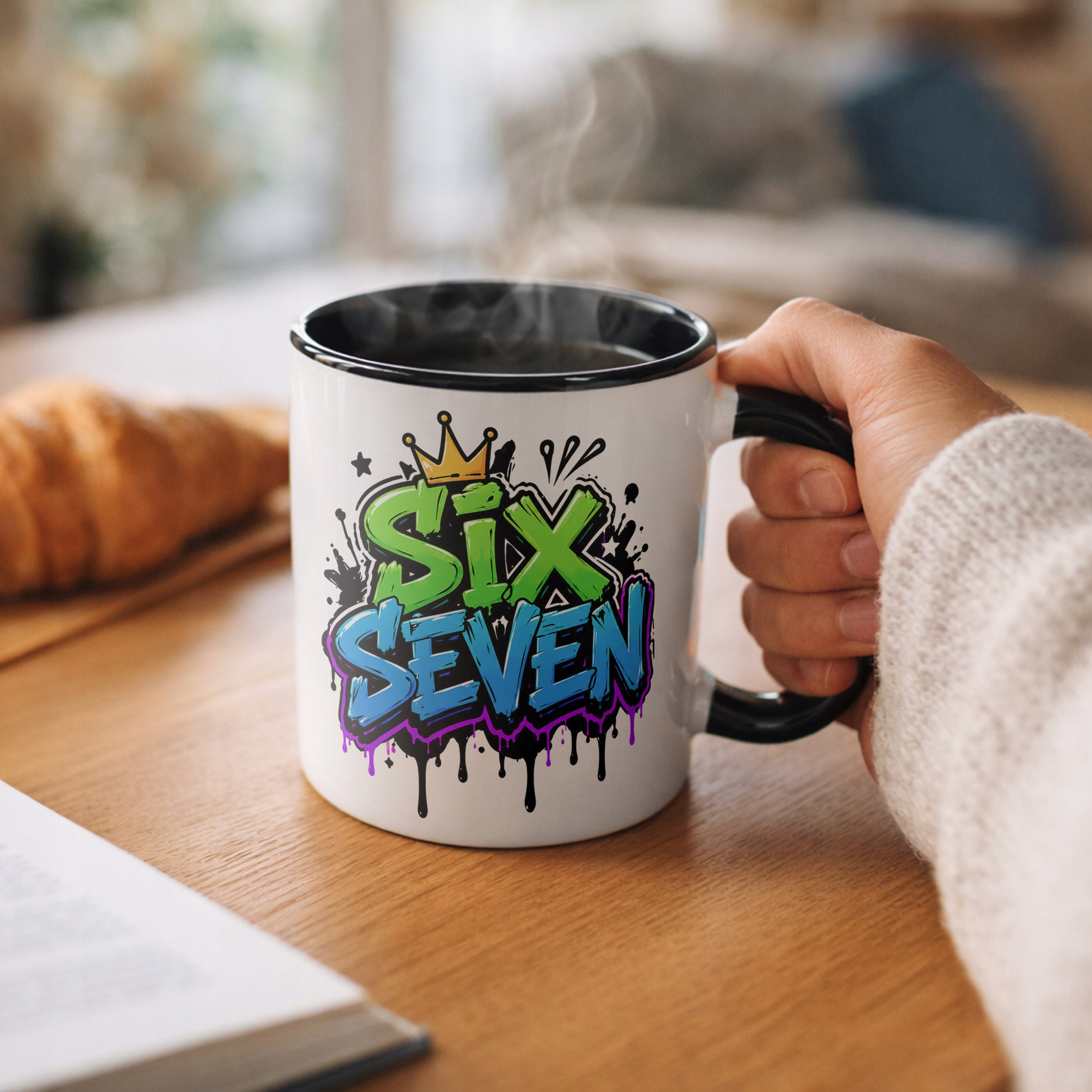 Kubek Czarny z nadrukiem SIX SEVEN Dla Dzieci Prezent Upominek