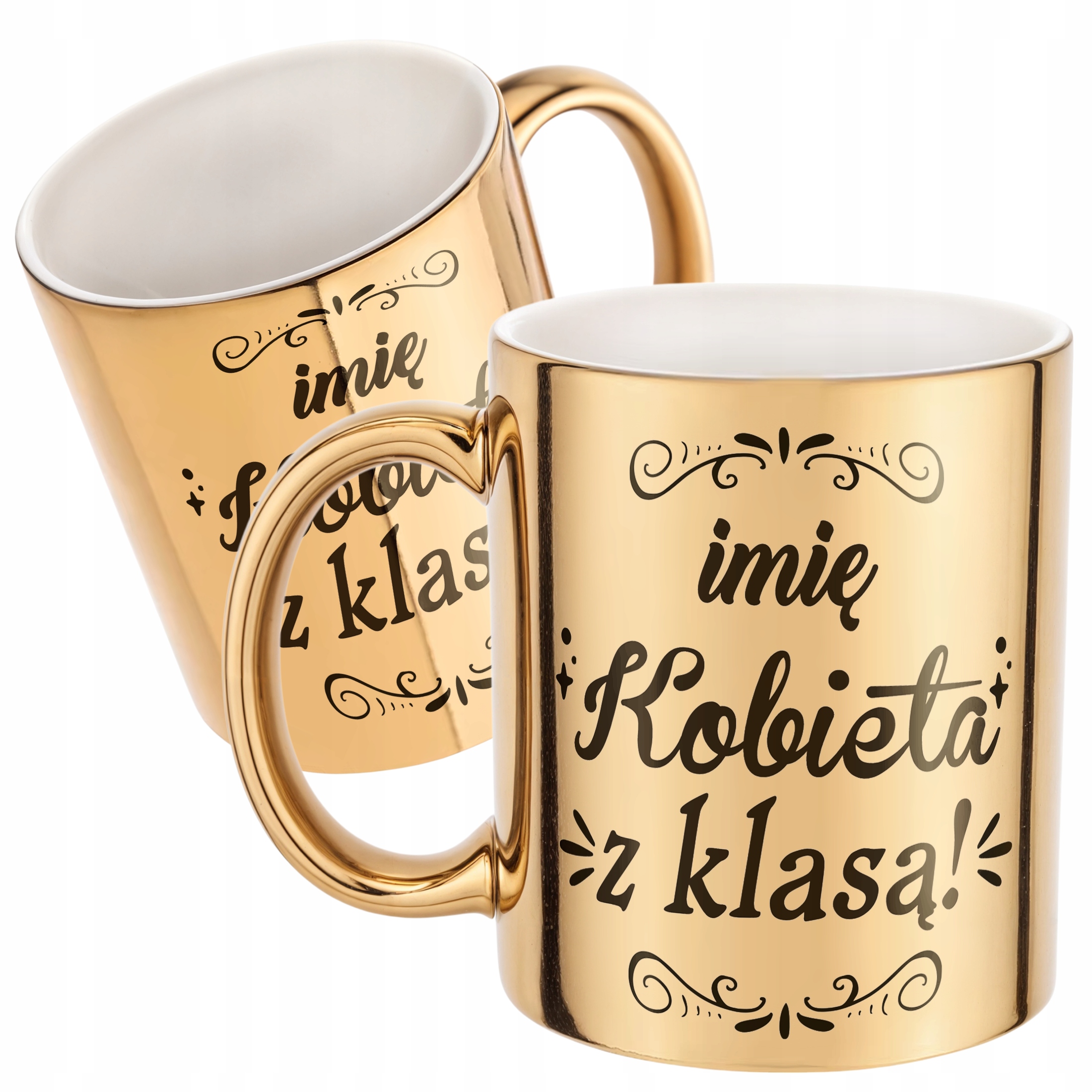 Złote Kubek prezent Personalizowany Dzień Kobiet Kobieta z Klasą Prezent