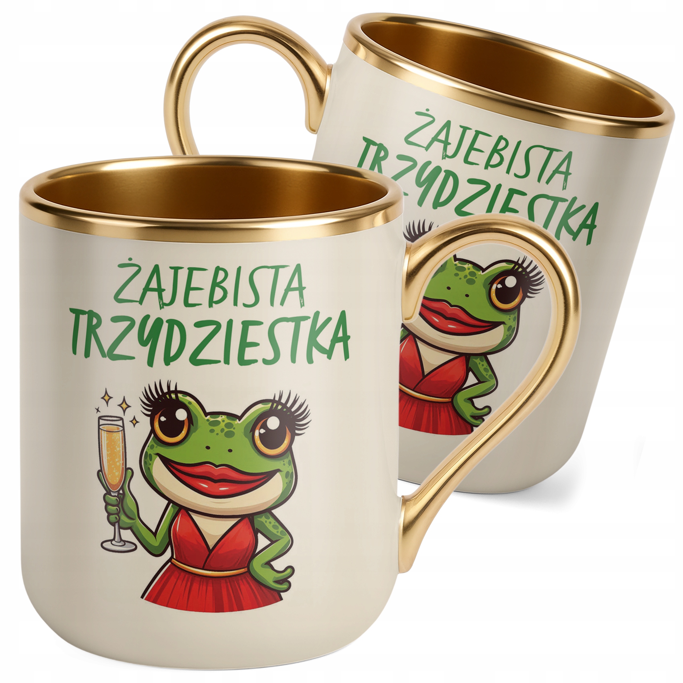 Kubek Premium Złoty Ecru Żajebista 30 Dla Kobiety Na Urodziny Prezent