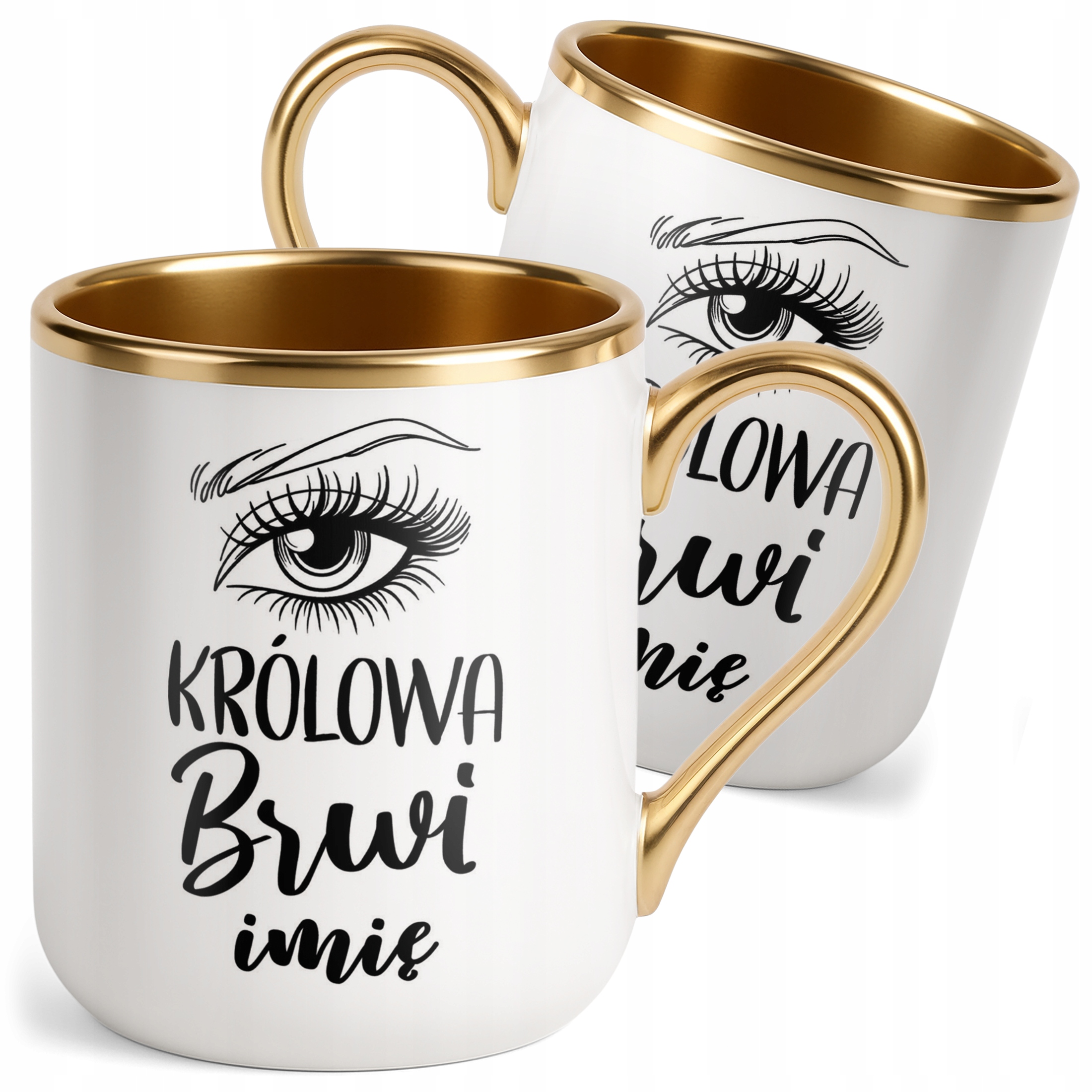 Kubek Premium Złoty Personalizowany Królowa Brwi Dla Stylistki Prezent