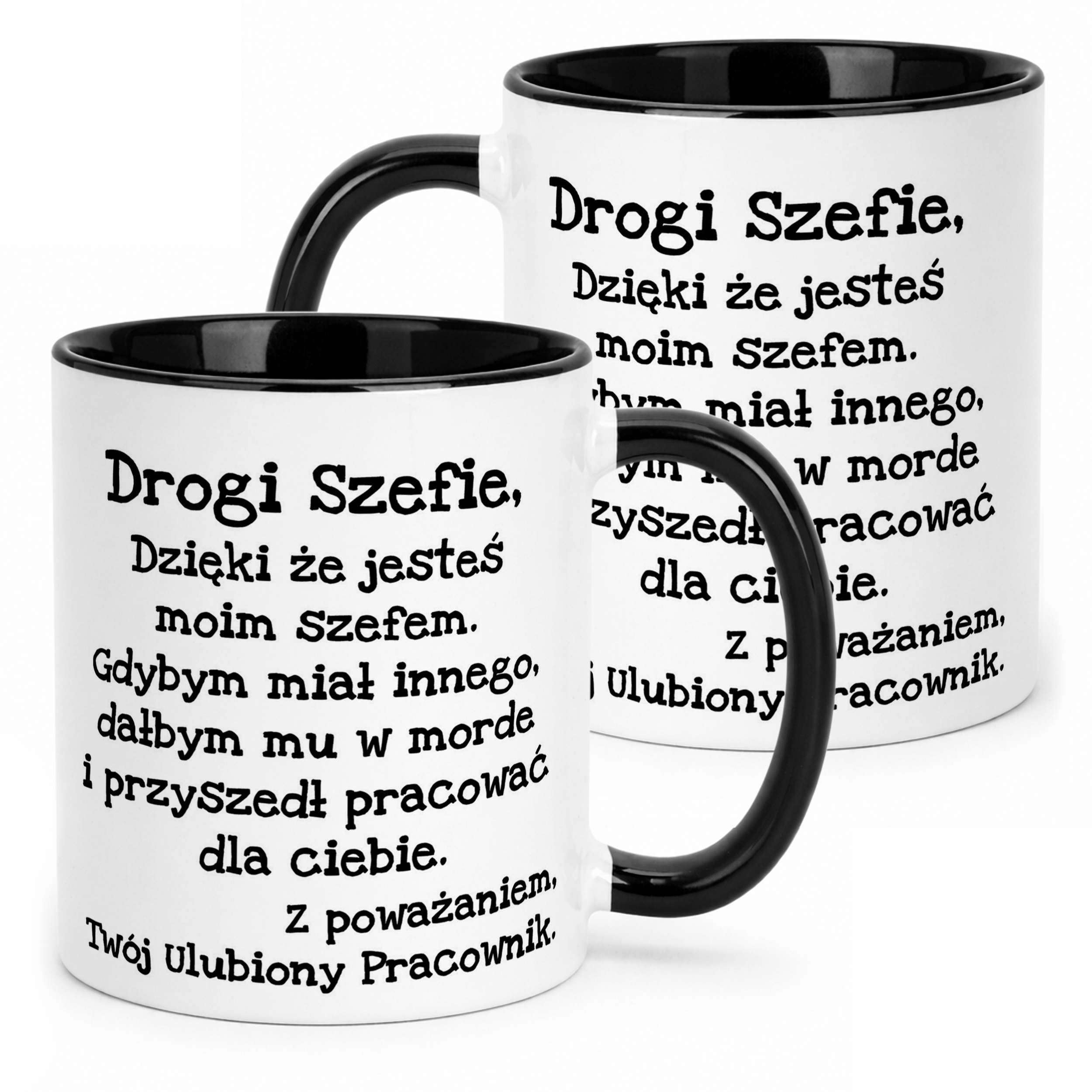 Kubek Czarny Drogi Szefie Dla Szefa Zabawny Prezent Praca
