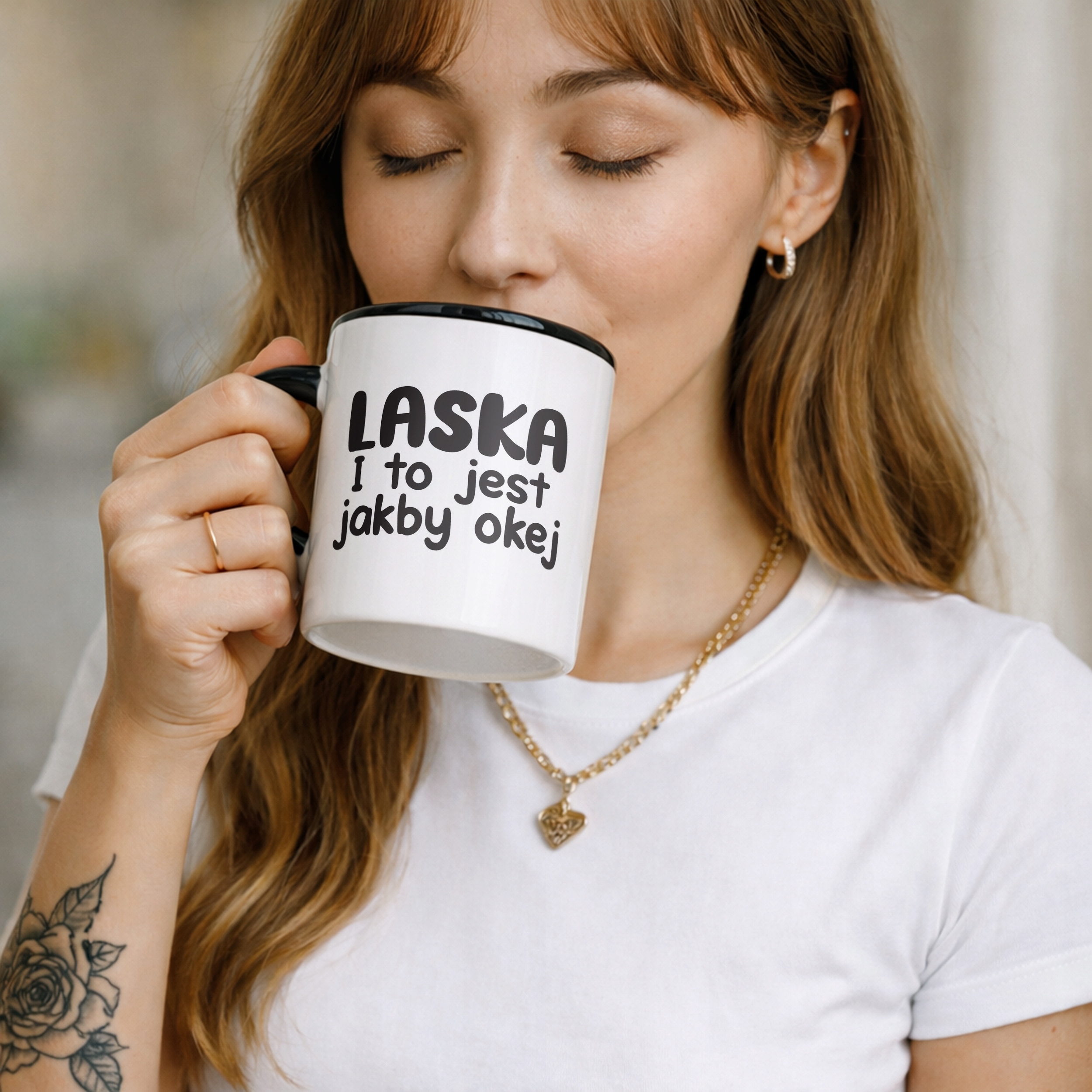 Kubek Czarny Laska I To Jest Jakby Okej Śmieszny Zabawny Prezent
