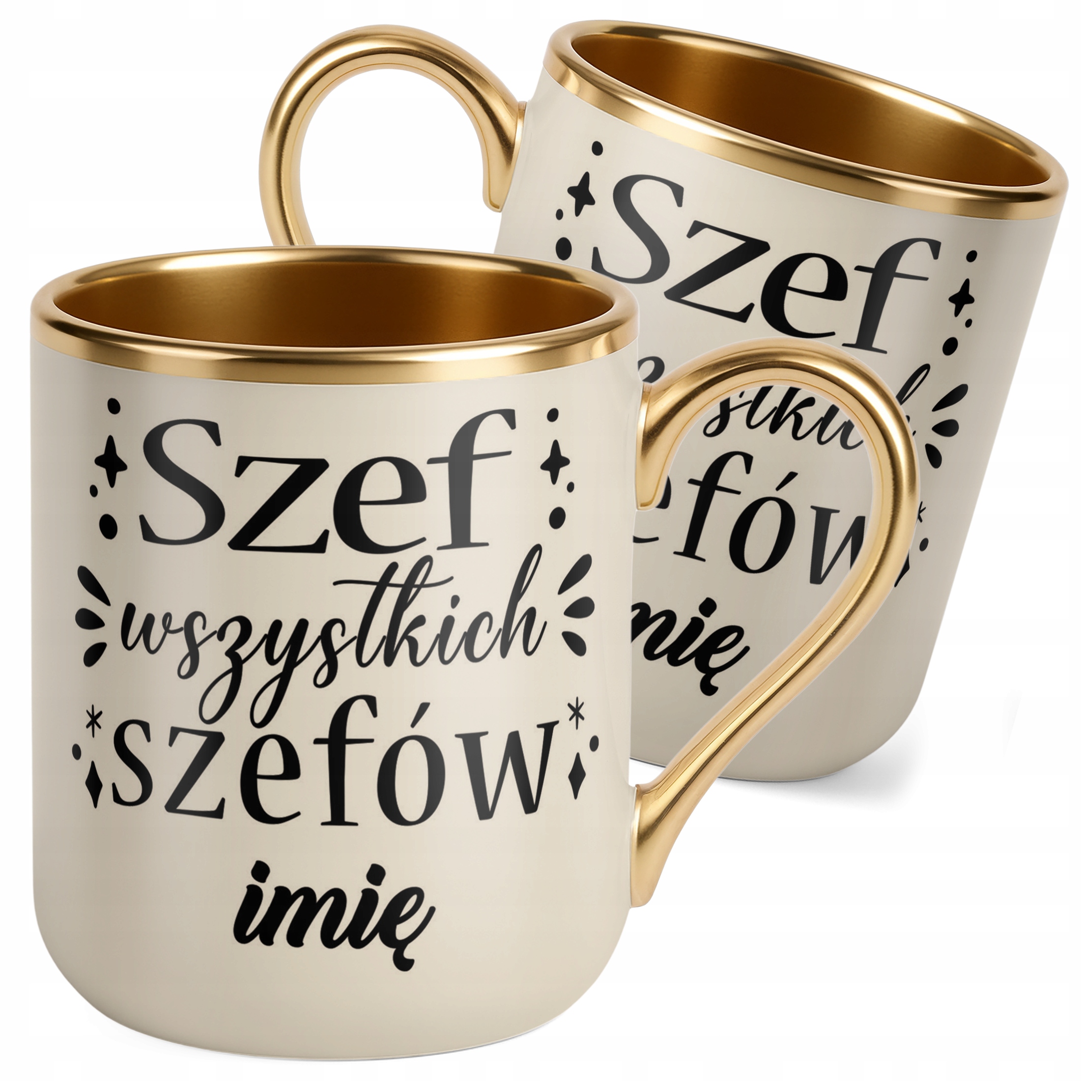 Kubek Premium Złoty Ecru Personalizowany Wszystkich Szefów Dla Szefa