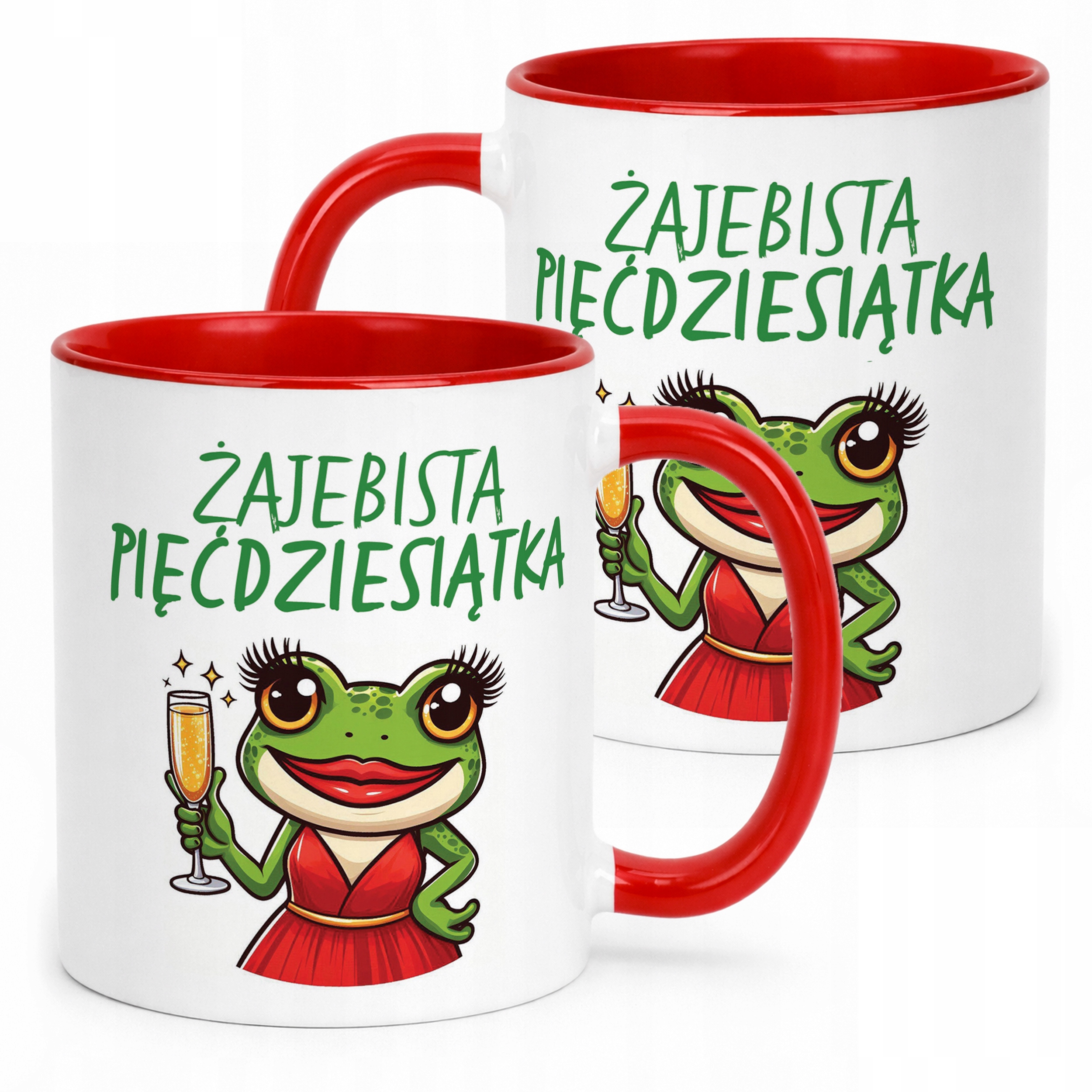 Kubek Czerwony Żajebista 50 Dla Kobiety Na Urodziny Prezent