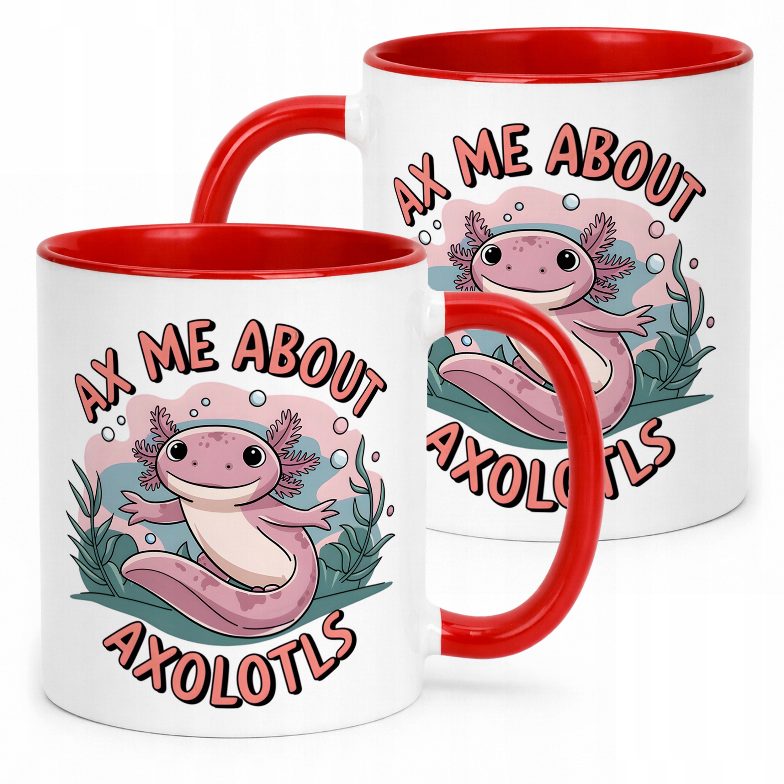 Czerwony kubek dziecięcy 330ml Aksolotl Axolotl Różowy Zwierzak
