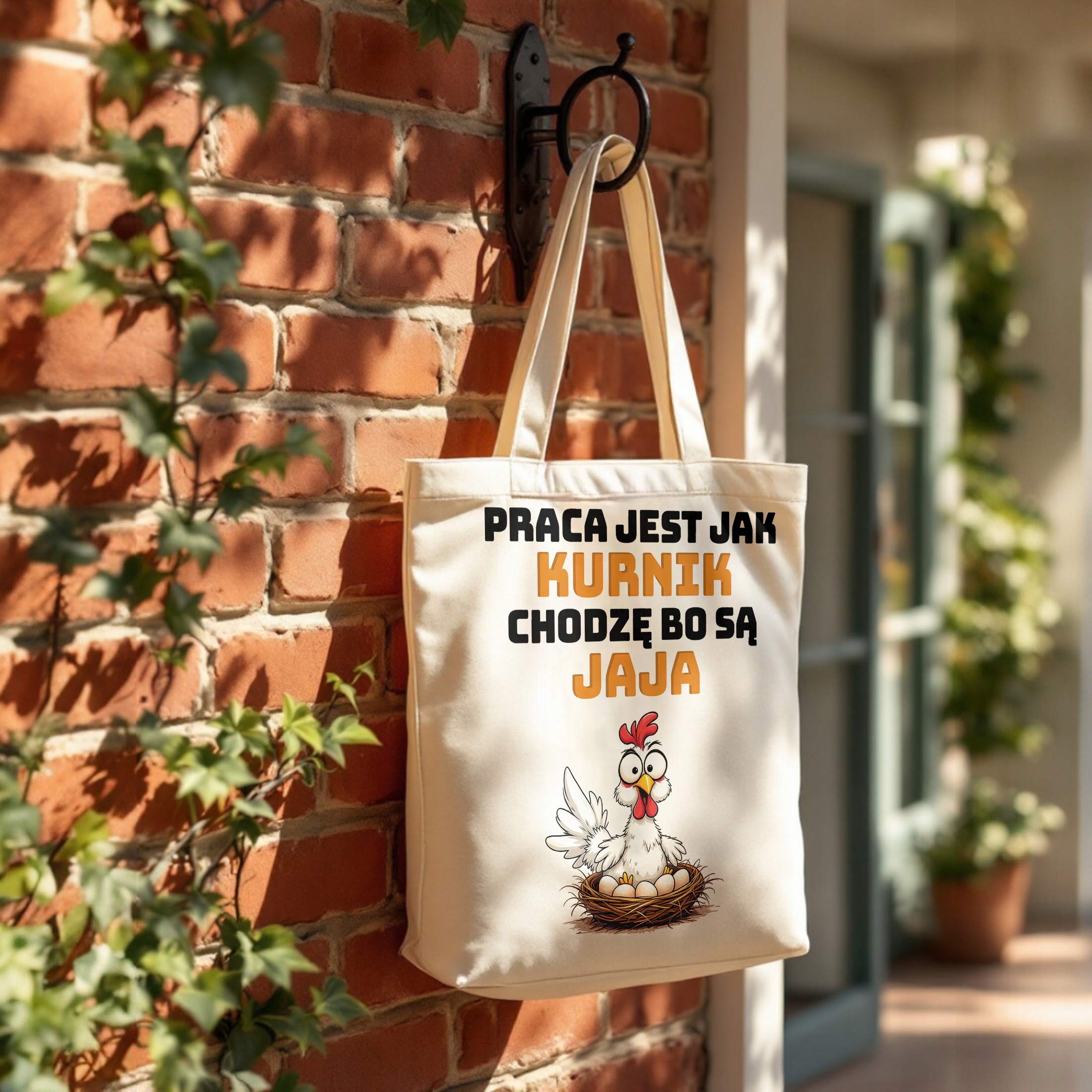 Torba bawełniana premium Praca Jest Jak Kurnik Zabawny Prezent
