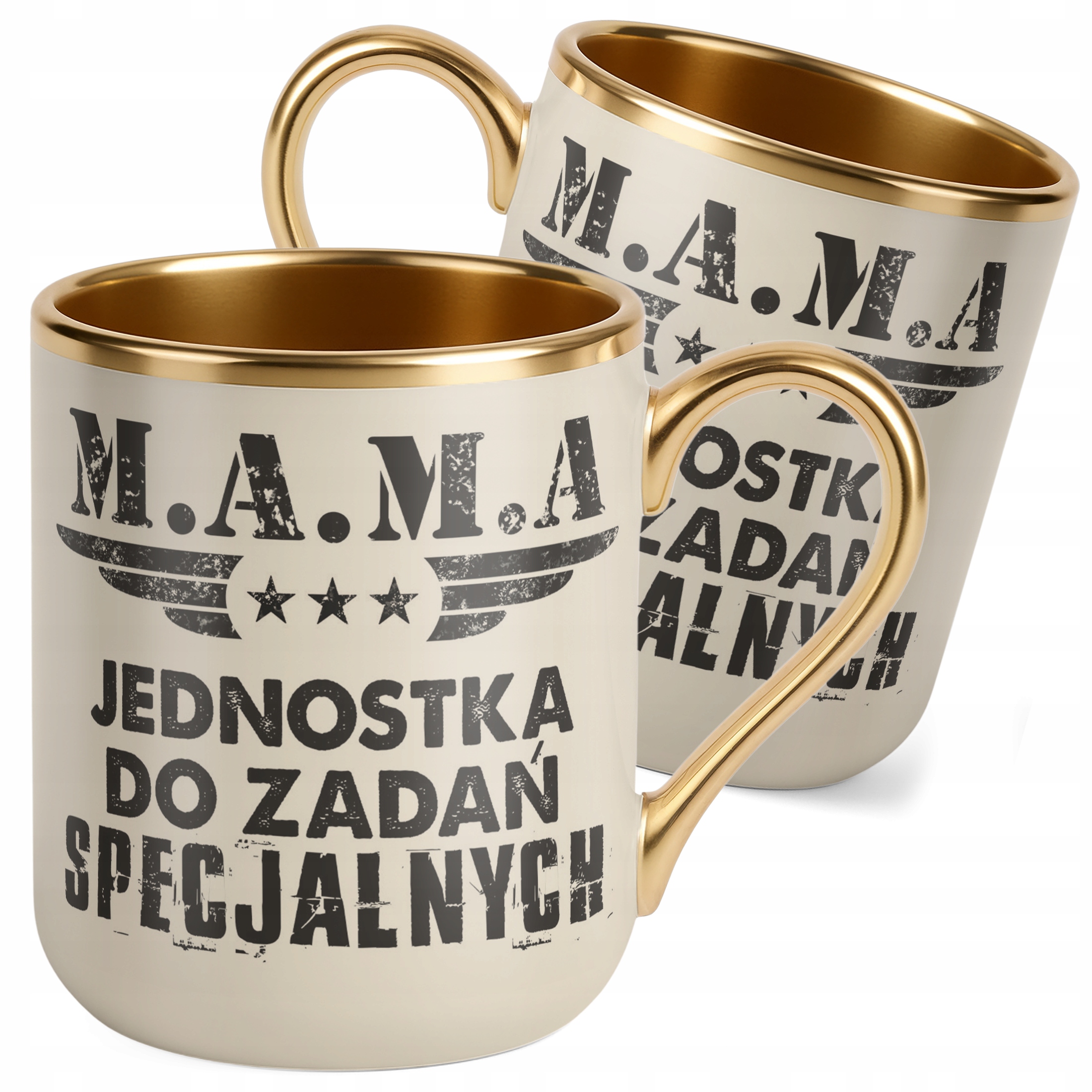 Kubek Premium Złoty Ecru Dzień Matki Dla Mamy Prezent Mama Jednostka