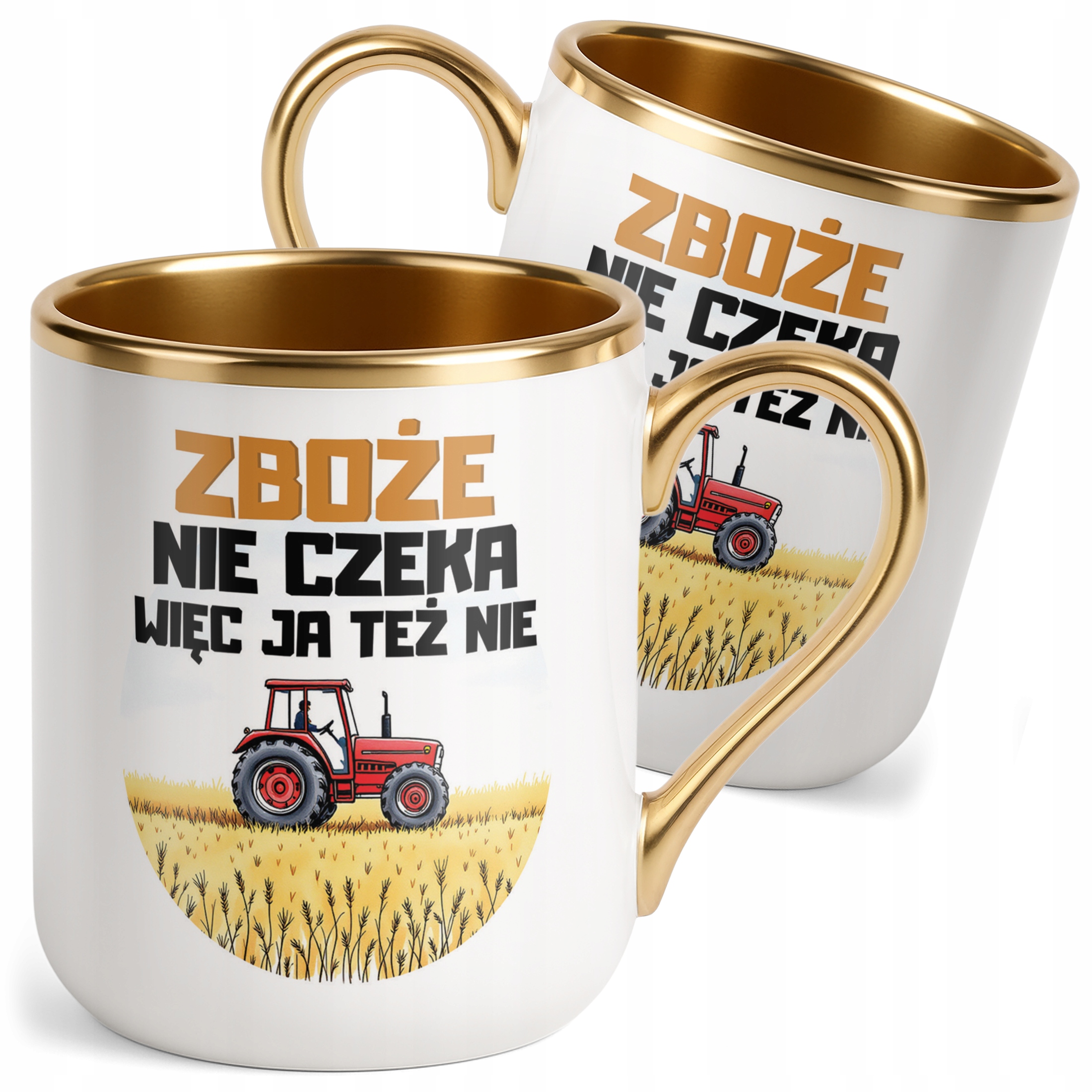 Kubek Premium Złoty Rolnik Dla Rolnika Traktor Zabawny Prezent