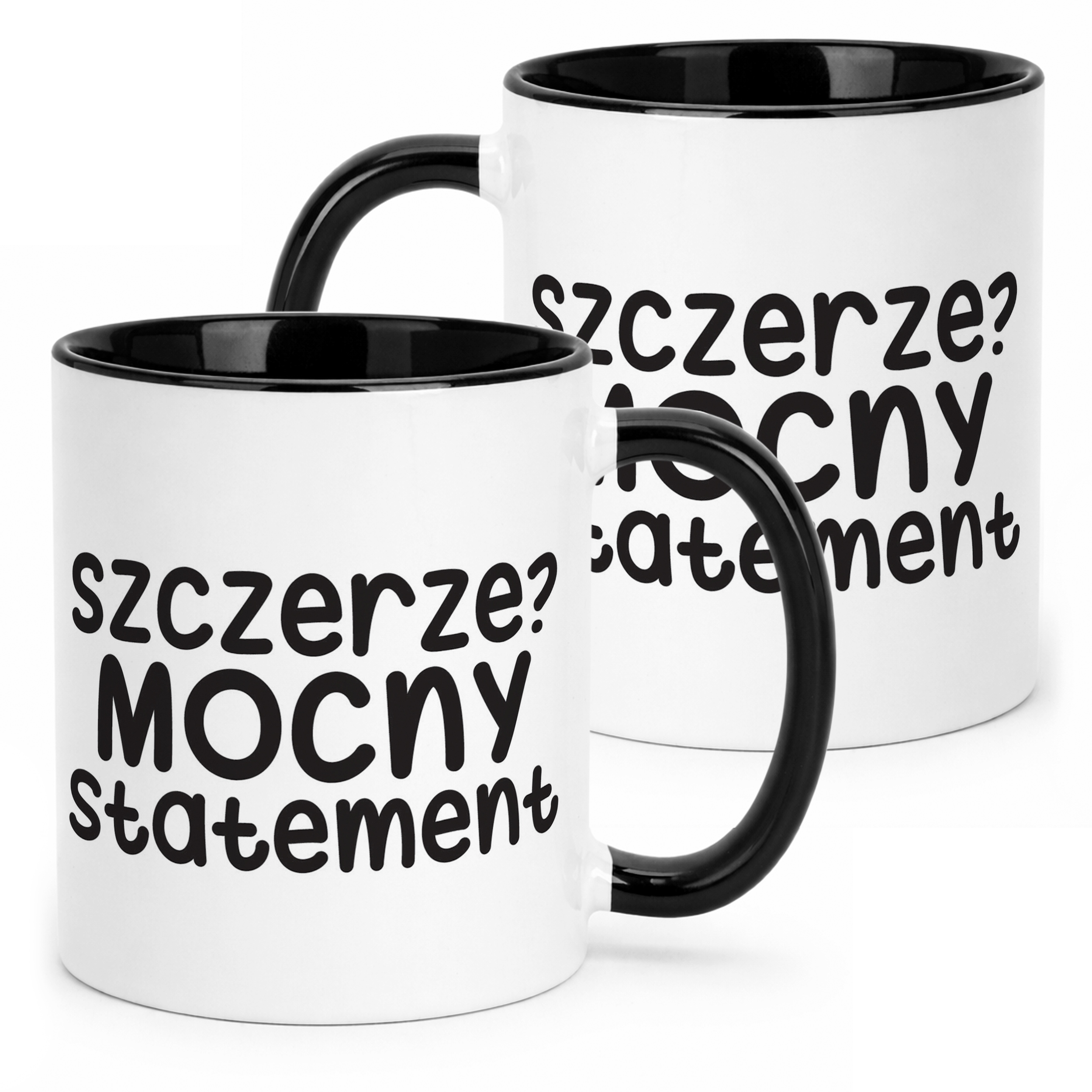 Kubek Czarny Szczerze Mocny Statement Śmieszny Zabawny Prezent