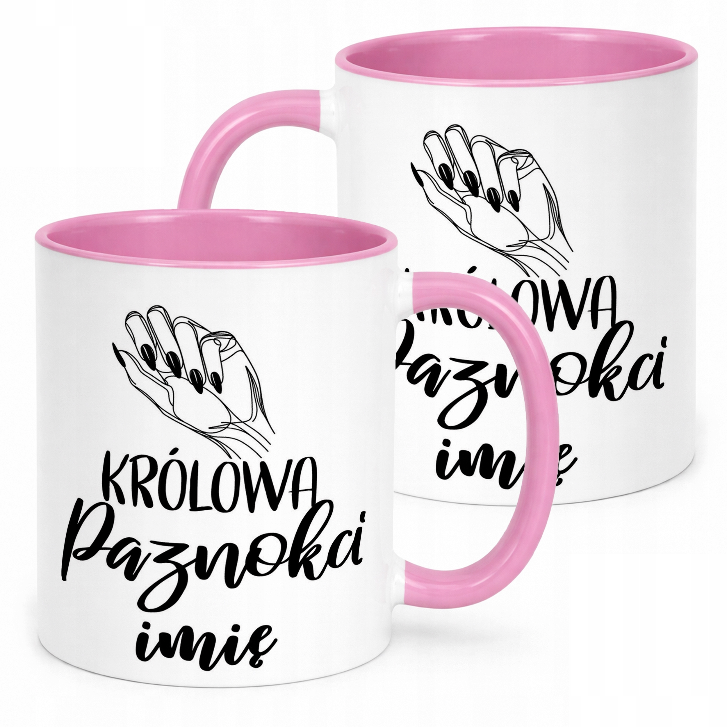 Kubek Różowy Personalizowany Królowa Paznokci Dla Stylistki Prezent