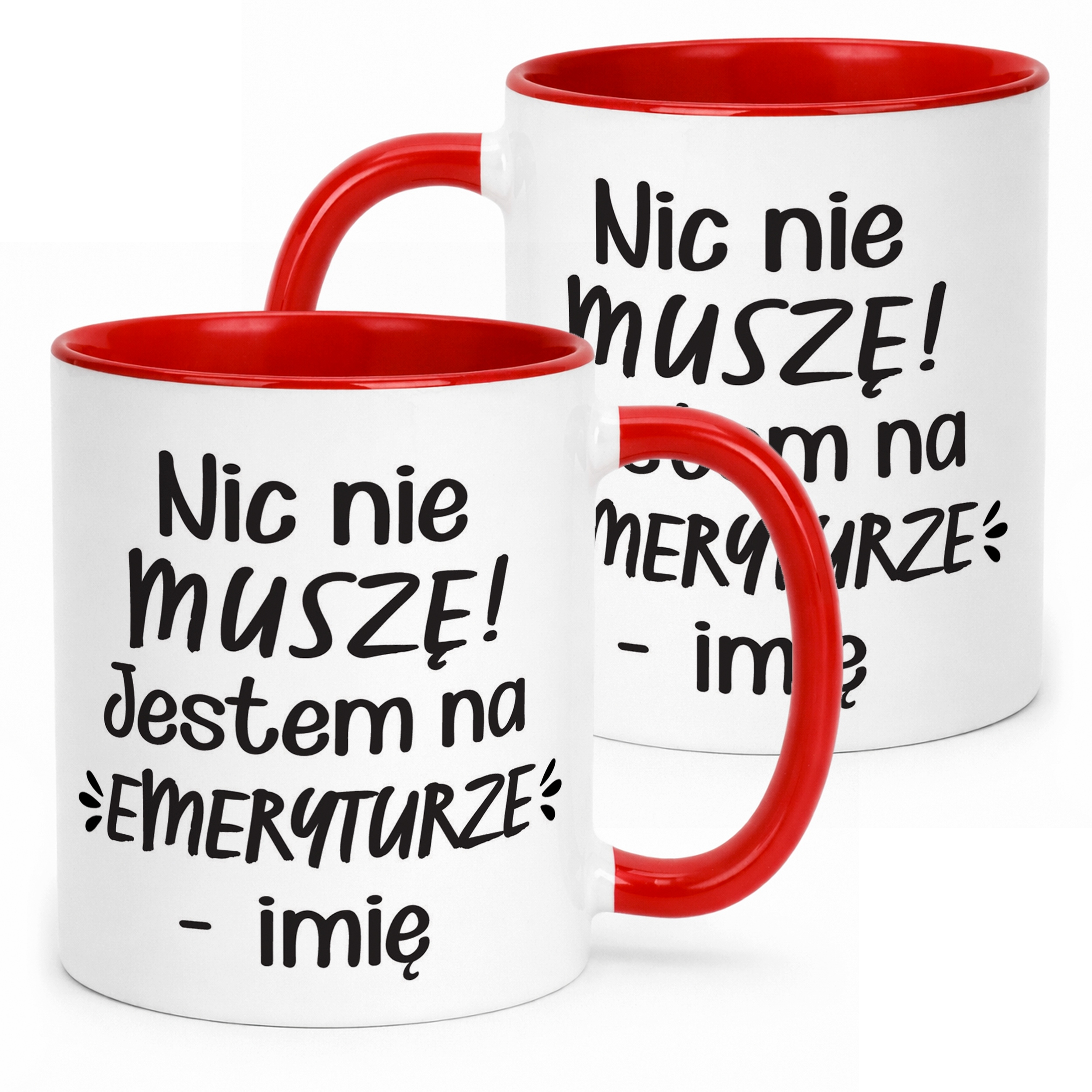 Kubek Czerwony Personalizowany z okazji Emerytury Dla Emeryta Emerytki