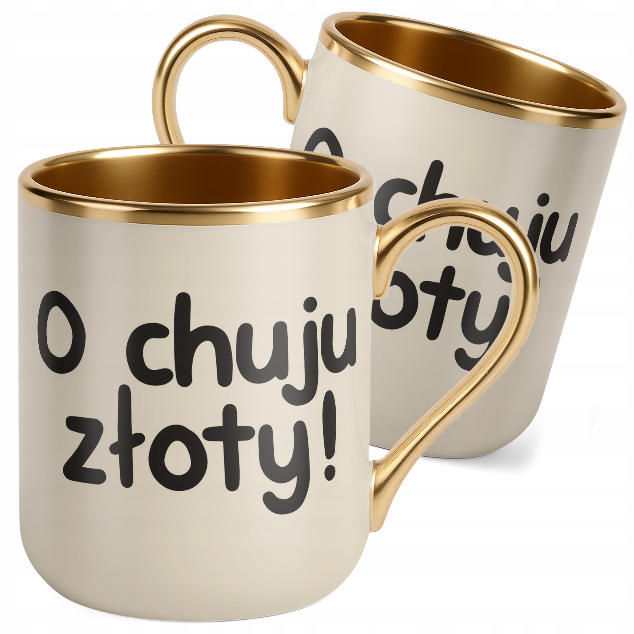Kubek Premium Złoty Ecru O Ch**u Złoty Ecru Śmieszny Zabawny