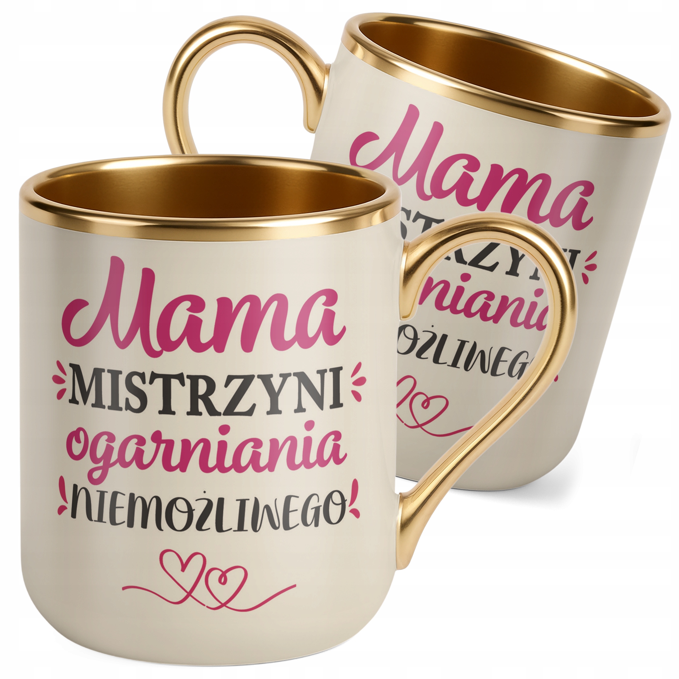 Kubek Premium Złoty Ecru Dzień Matki Prezent Mama Mistrzyni Ogarniania
