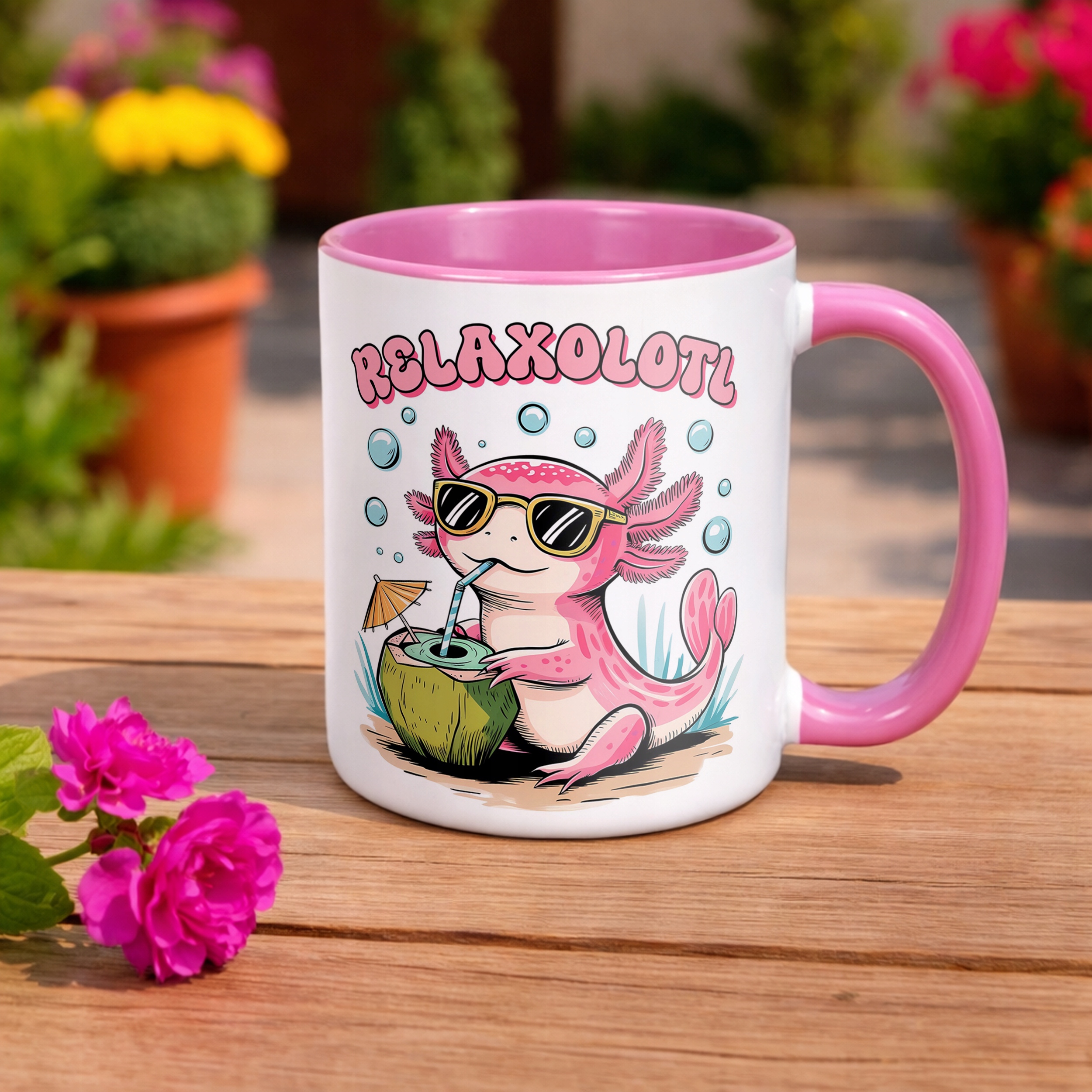 Różowy kubek z motywem z gry Aksolotl Axolotl Mine craft Różowy Zwierzak