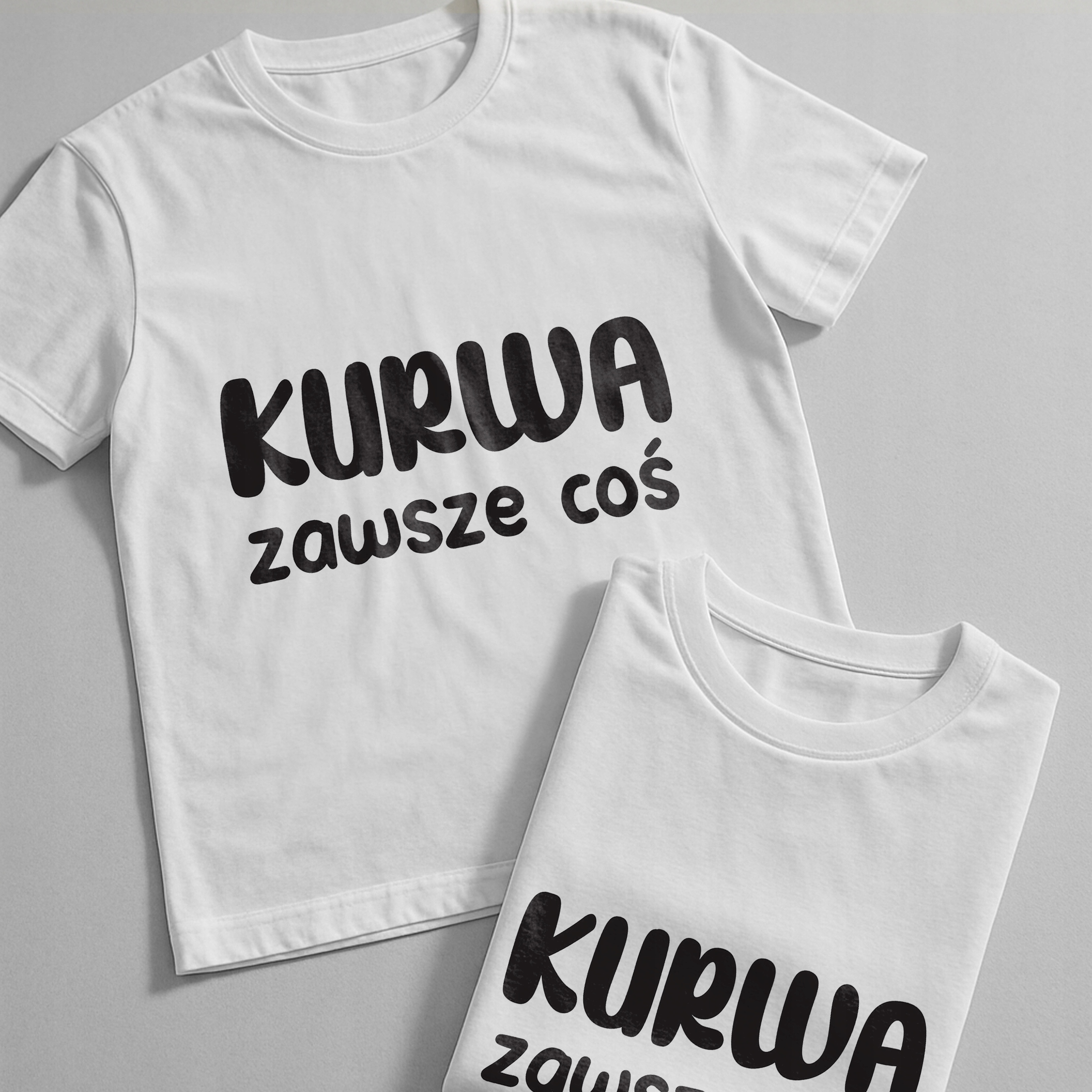 Koszulka biała męska Ku*wa Zawsze Coś Zabawny Prezent