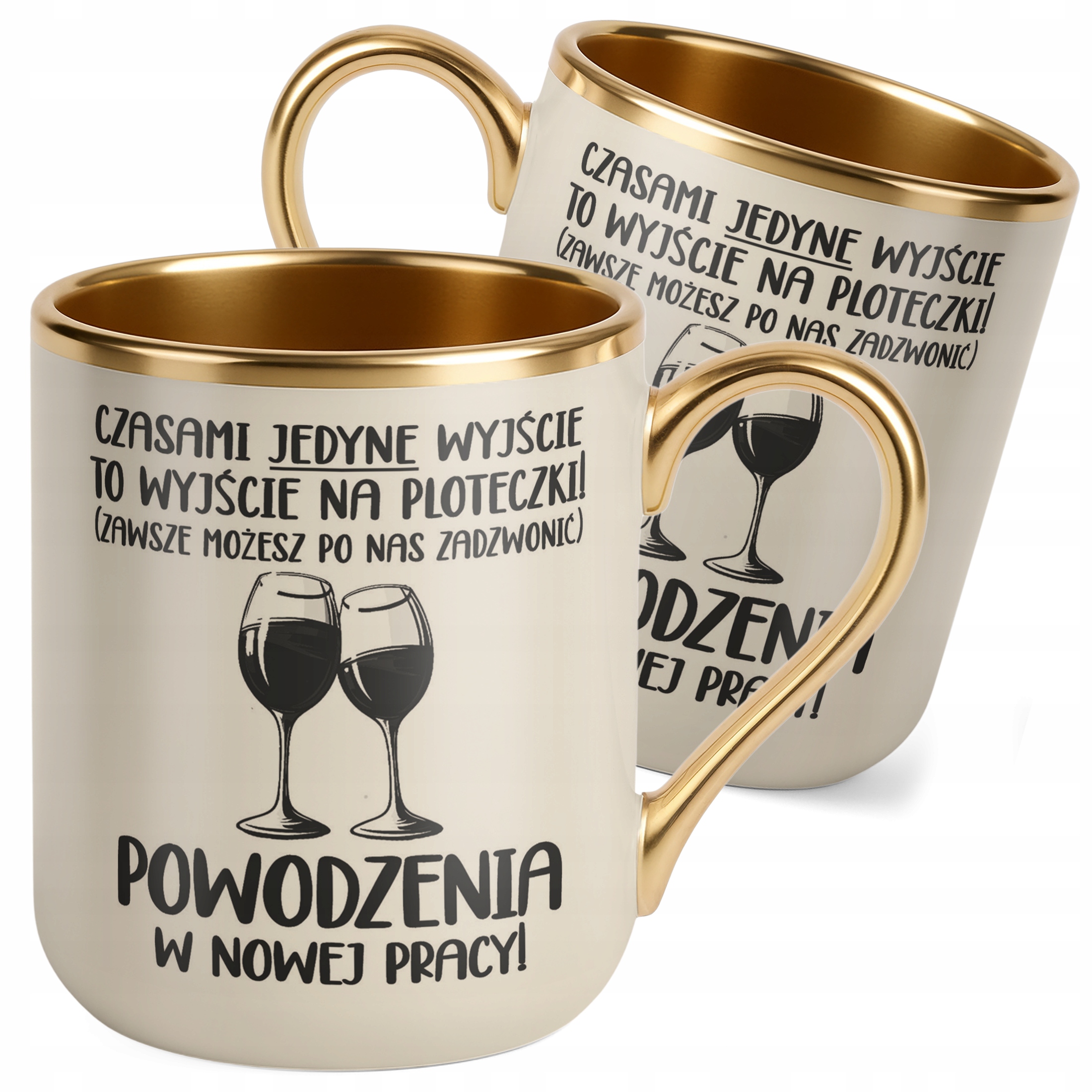 Kubek Premium Złoty Ecru Na Pożegnanie Odejście z Pracy Zabawny Prezent