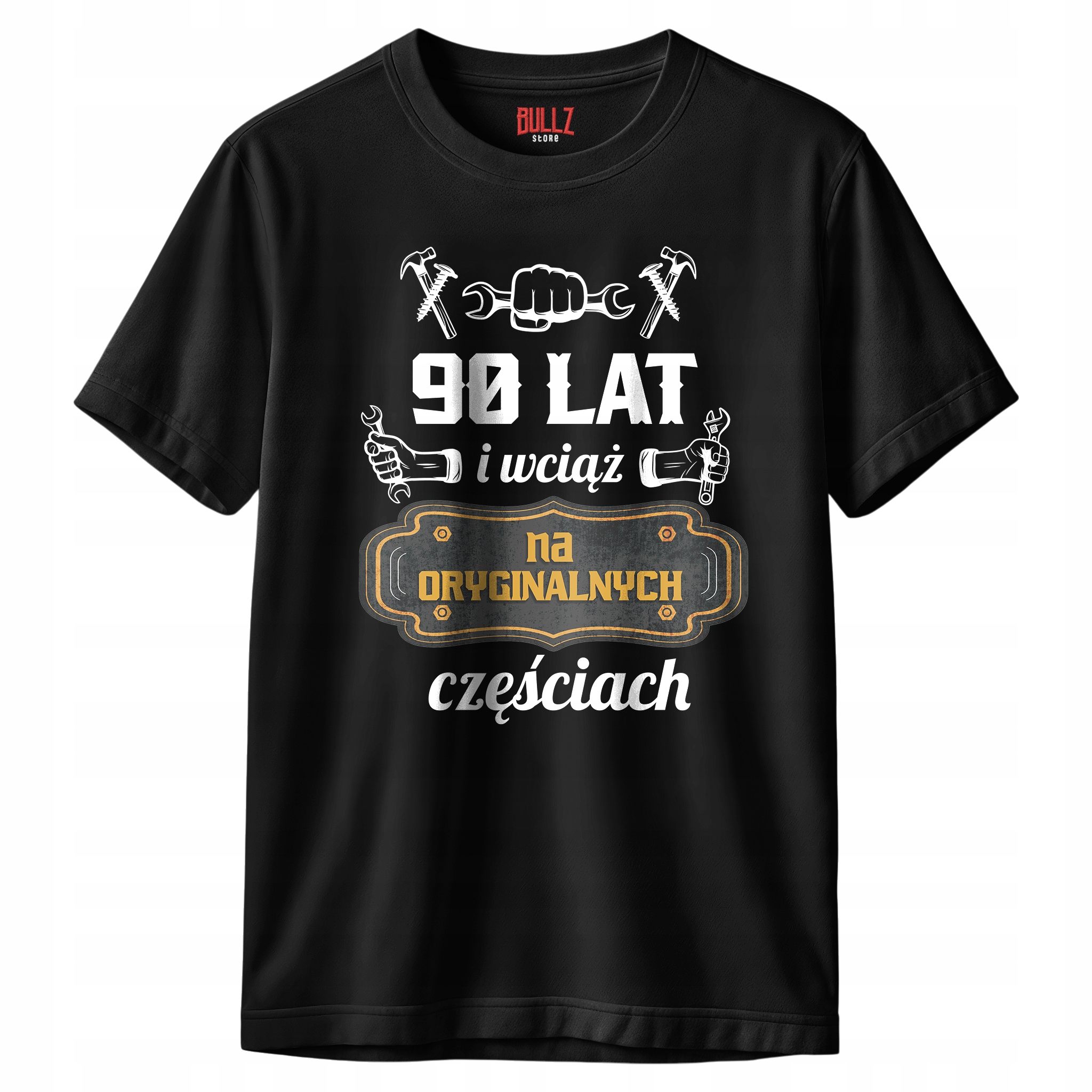 Koszulka czarna męska 90 Urodziny Wciąż Na Oryginalnych Częściach