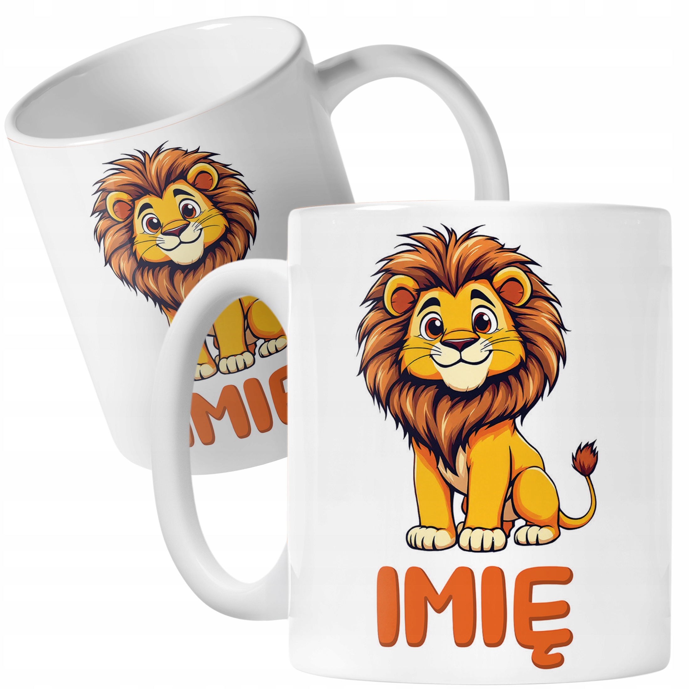 Kubek ceramiczny personalizowany Lew Zwierzak Słodki Dla Dzieci