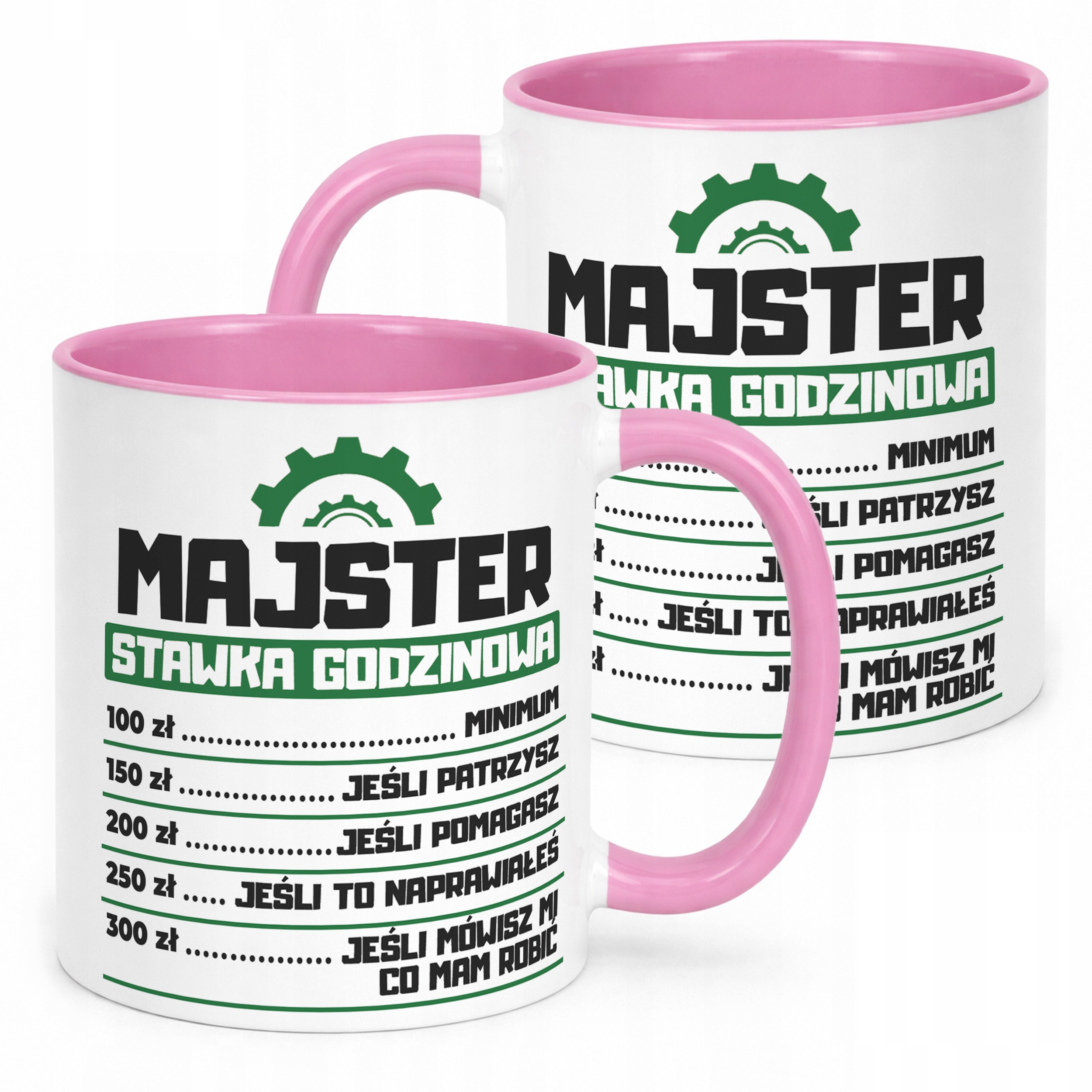 Kubek Różowy Majster Stawka Godzinowa Zabawny Prezent Upominek