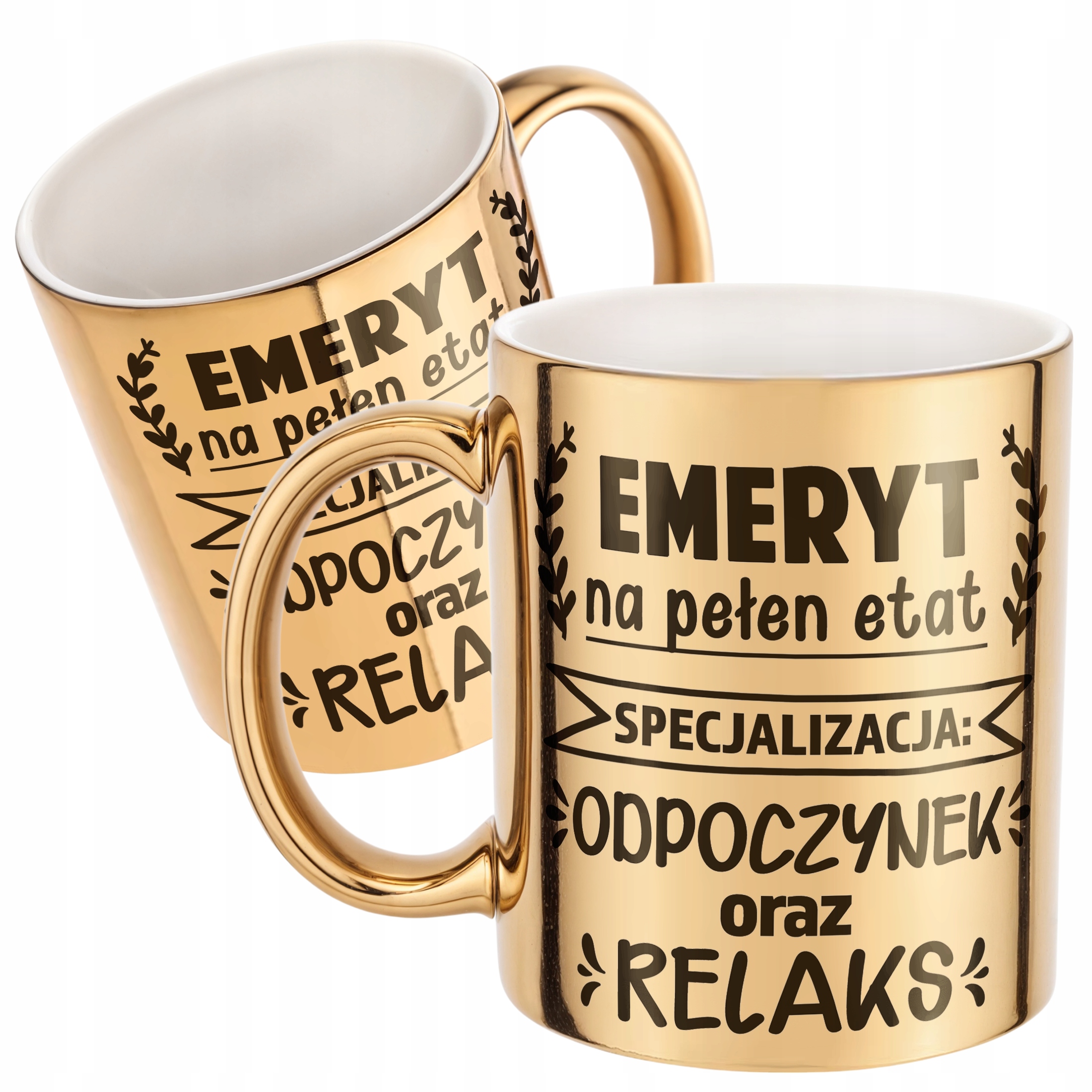 Złoty Kubek ceramiczny z okazji Emerytury Dla Emeryta Prezent Upominek