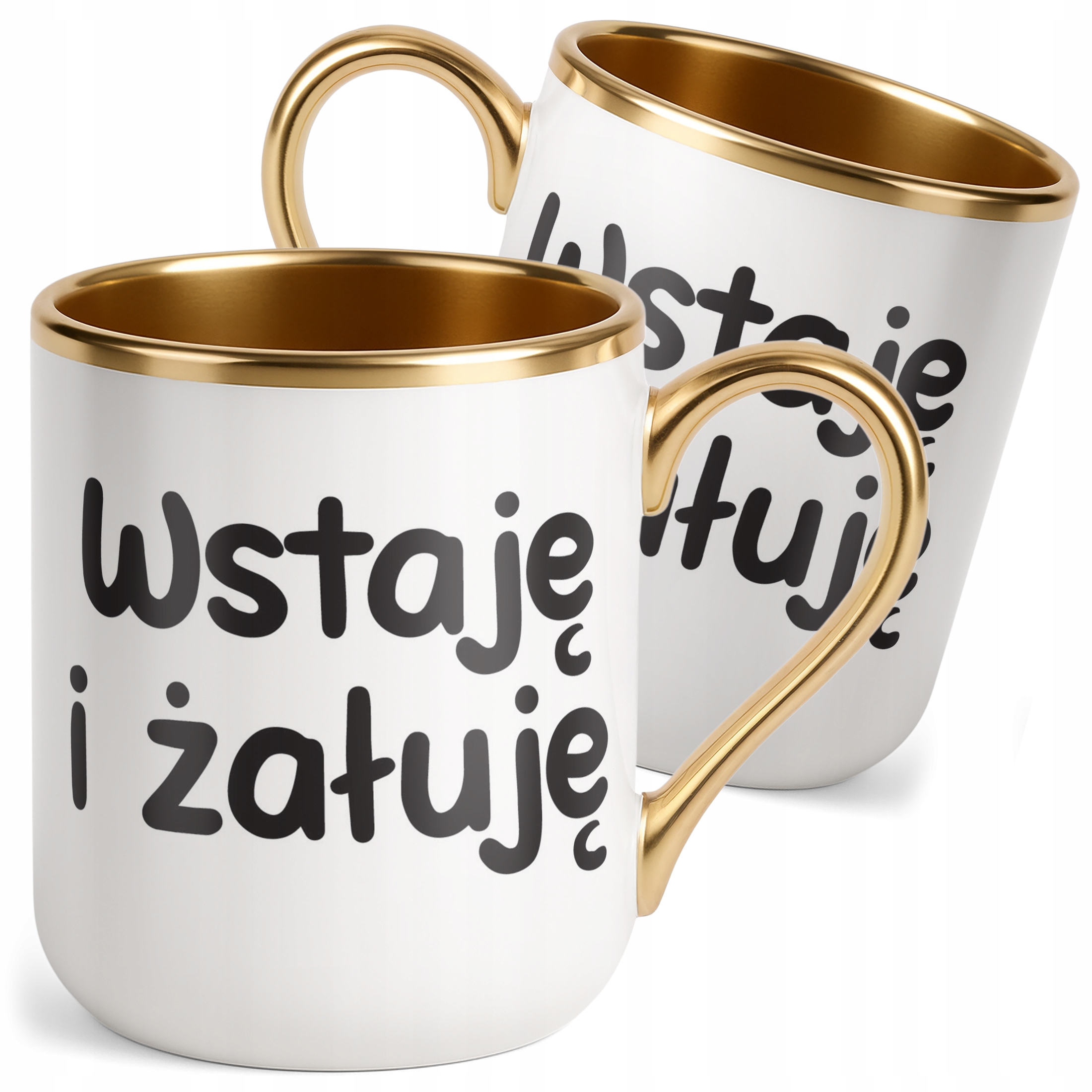 Kubek Premium Złoty Wstaje i Żałuję Śmieszny Zabawny Prezent