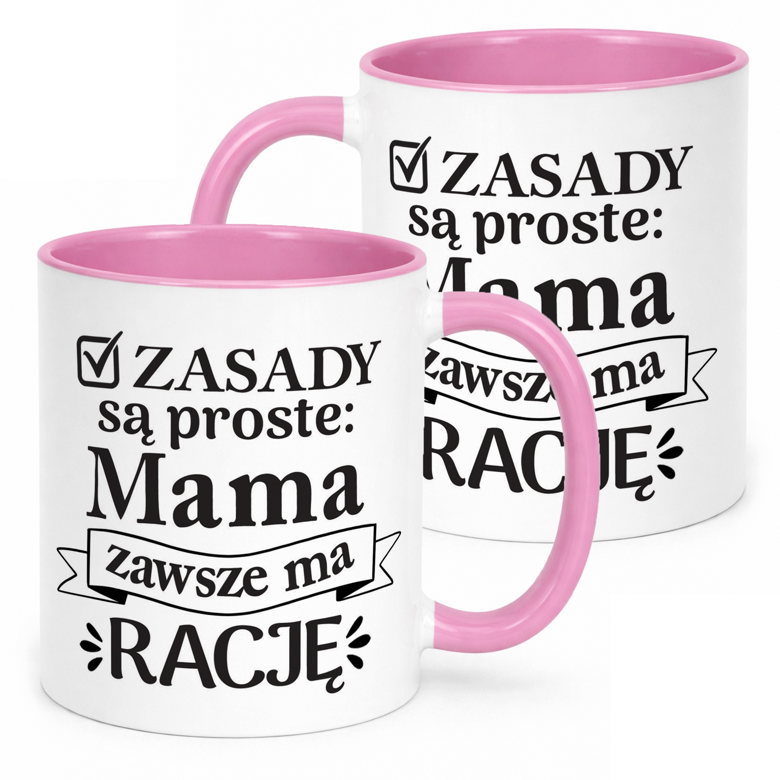 Kubek Różowy Dzień Matki Dla Mamy Prezent Zasady Są Proste