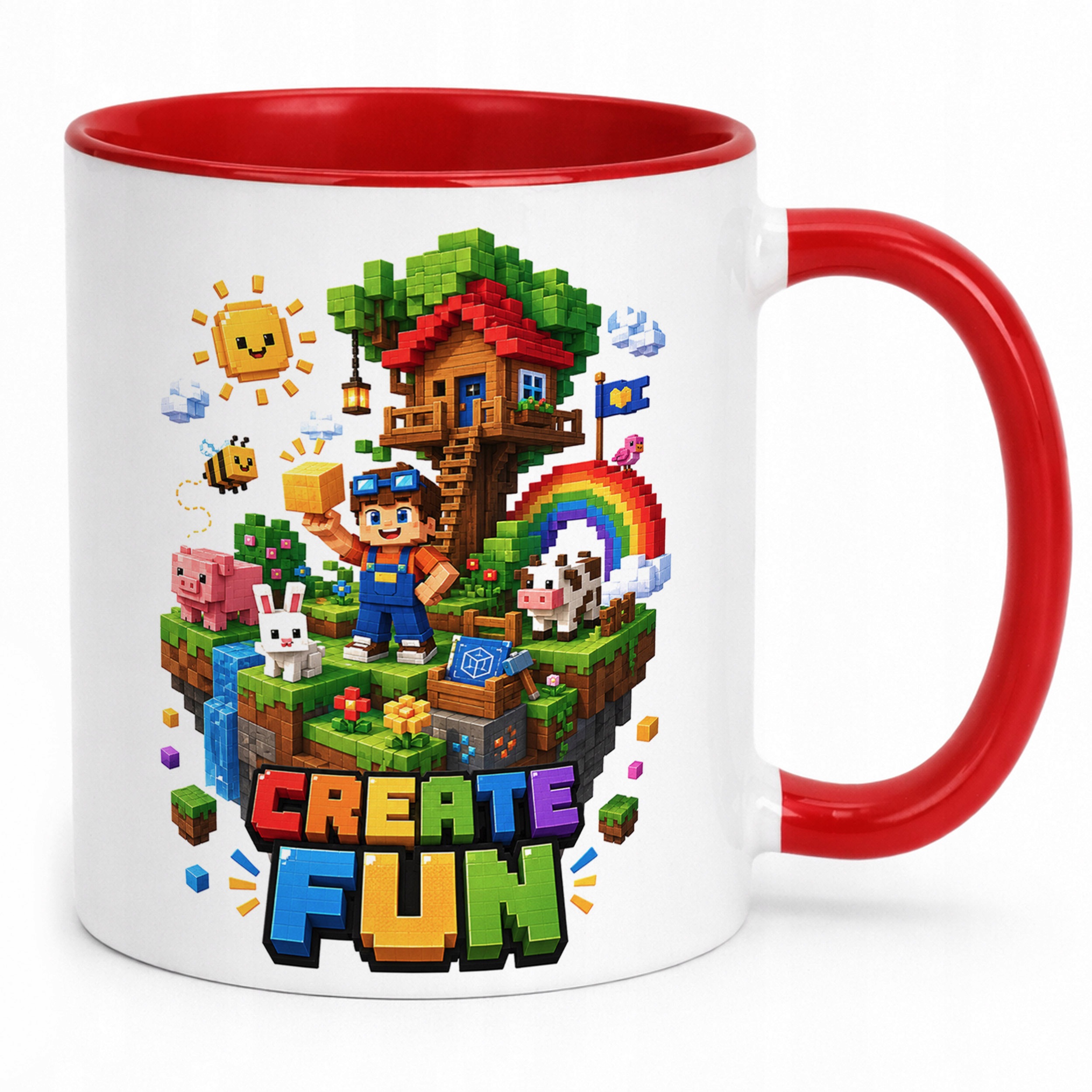 Zestaw Plecak Worek Kubek Czerwony Z Nadrukiem PIXEL GRA Dla Dzieci