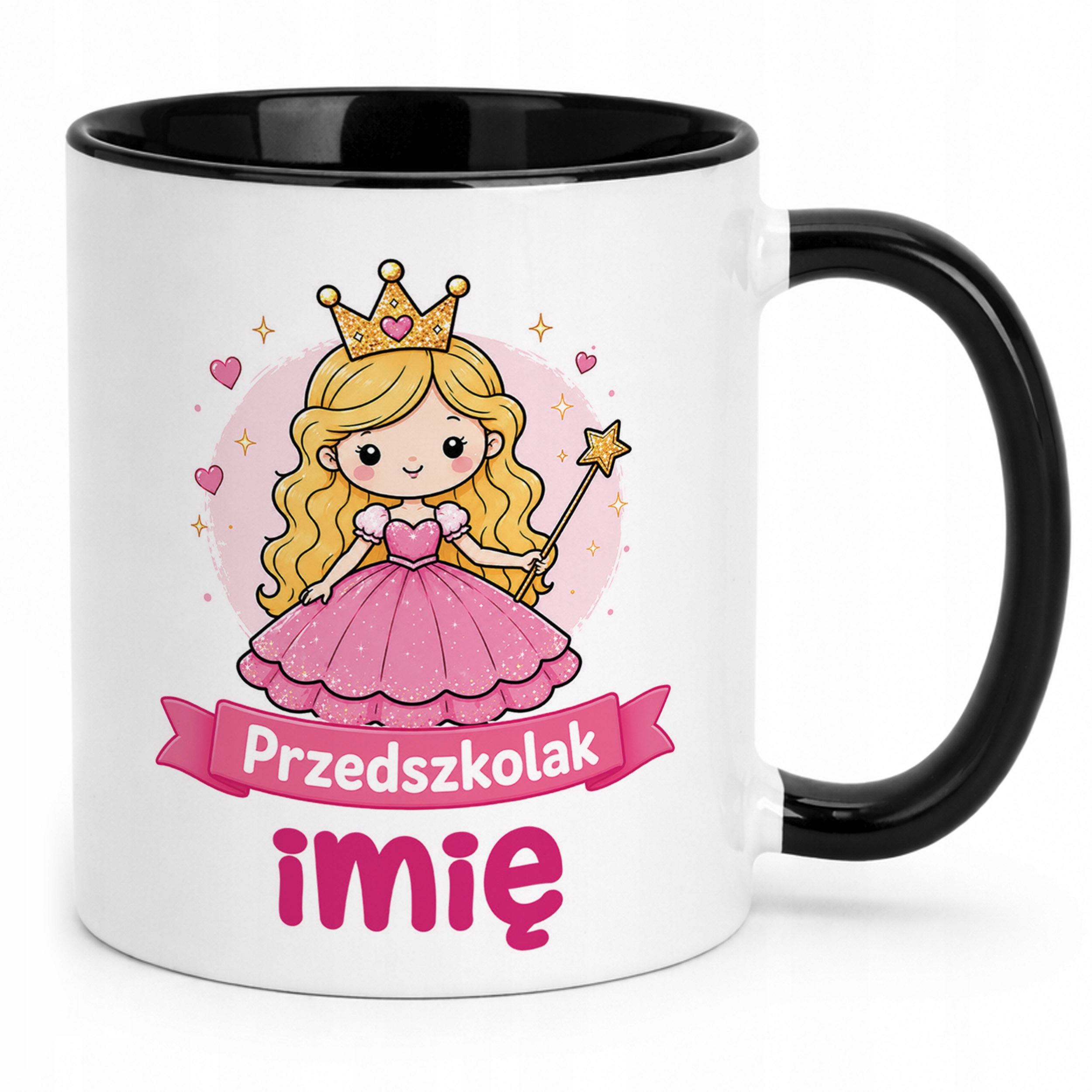 Zestaw Personalizowany Kubek Czarny Poduszka Przedszkolak