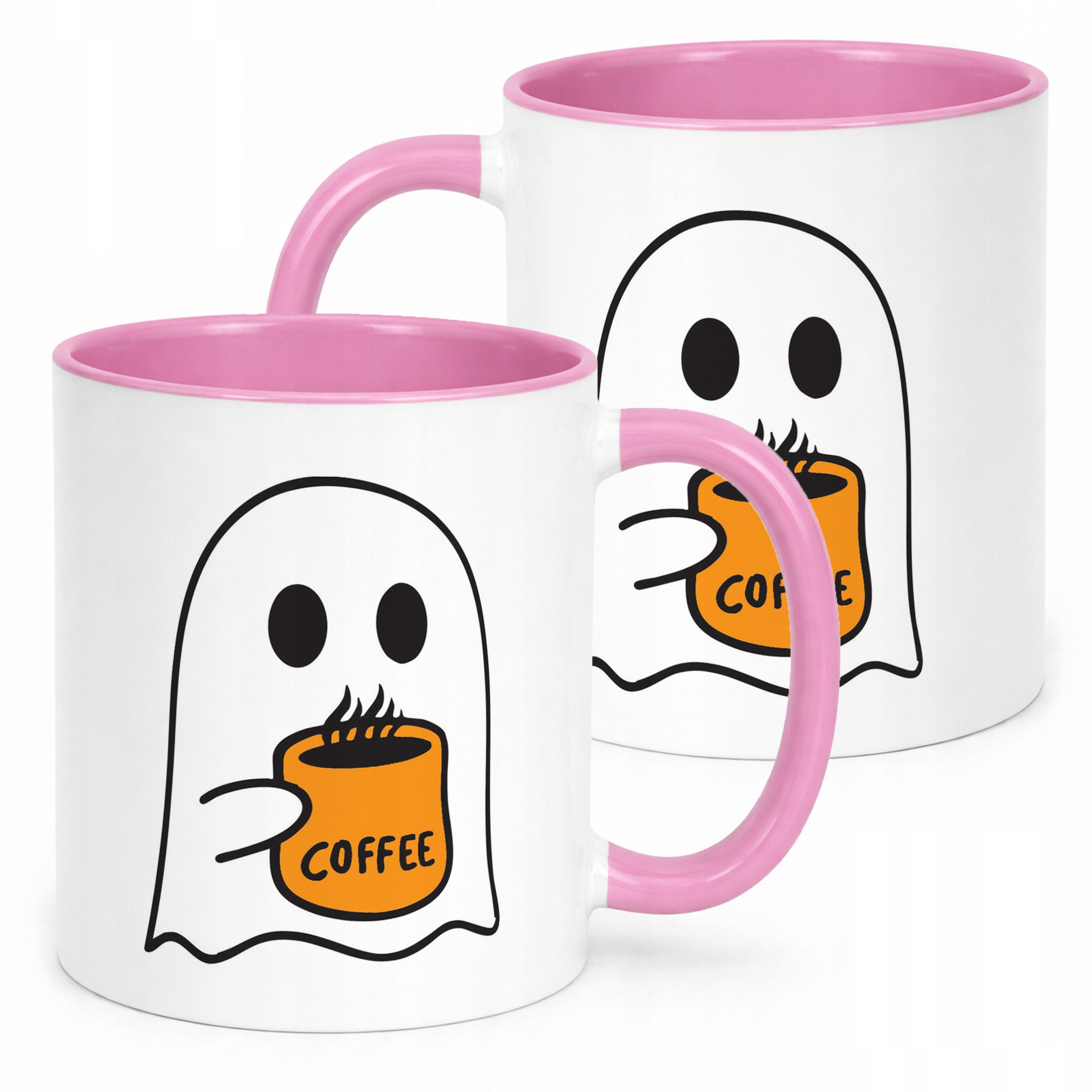 Kubek Różowy Halloween Jesień Dynia Duch Prezent Upominek