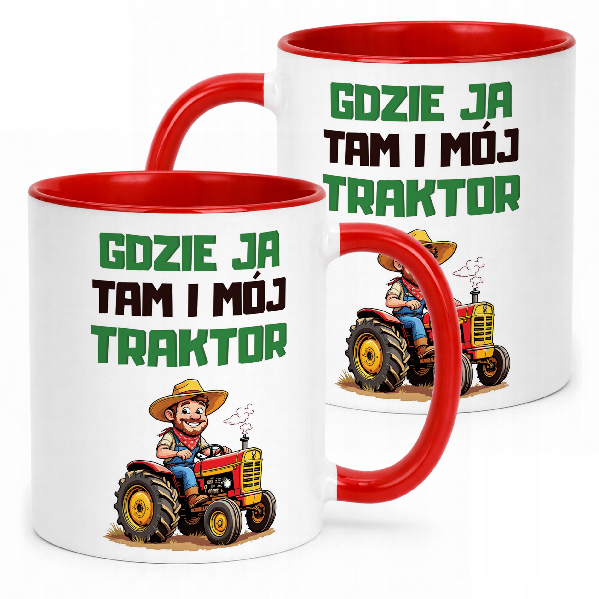 Kubek Czerwony Rolnik Dla Rolnika Traktor Zabawny Prezent Upominek