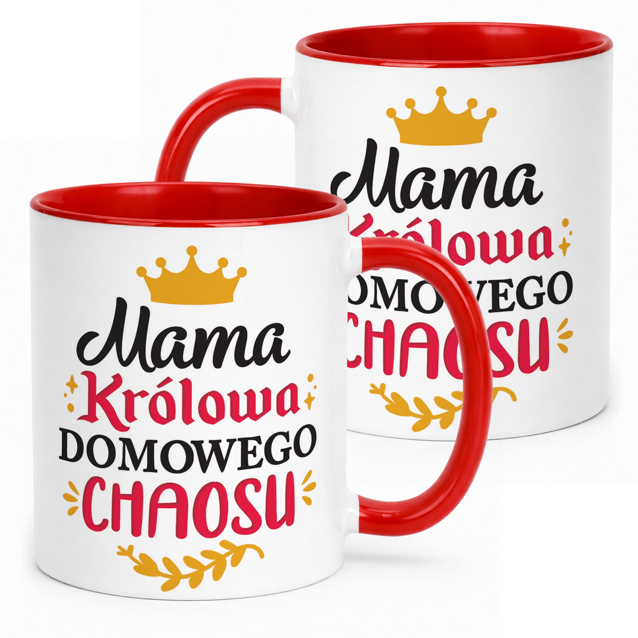 Kubek Czerwony Dzień Matki Dla Mamy Prezent Królowa Domowego Chaosu