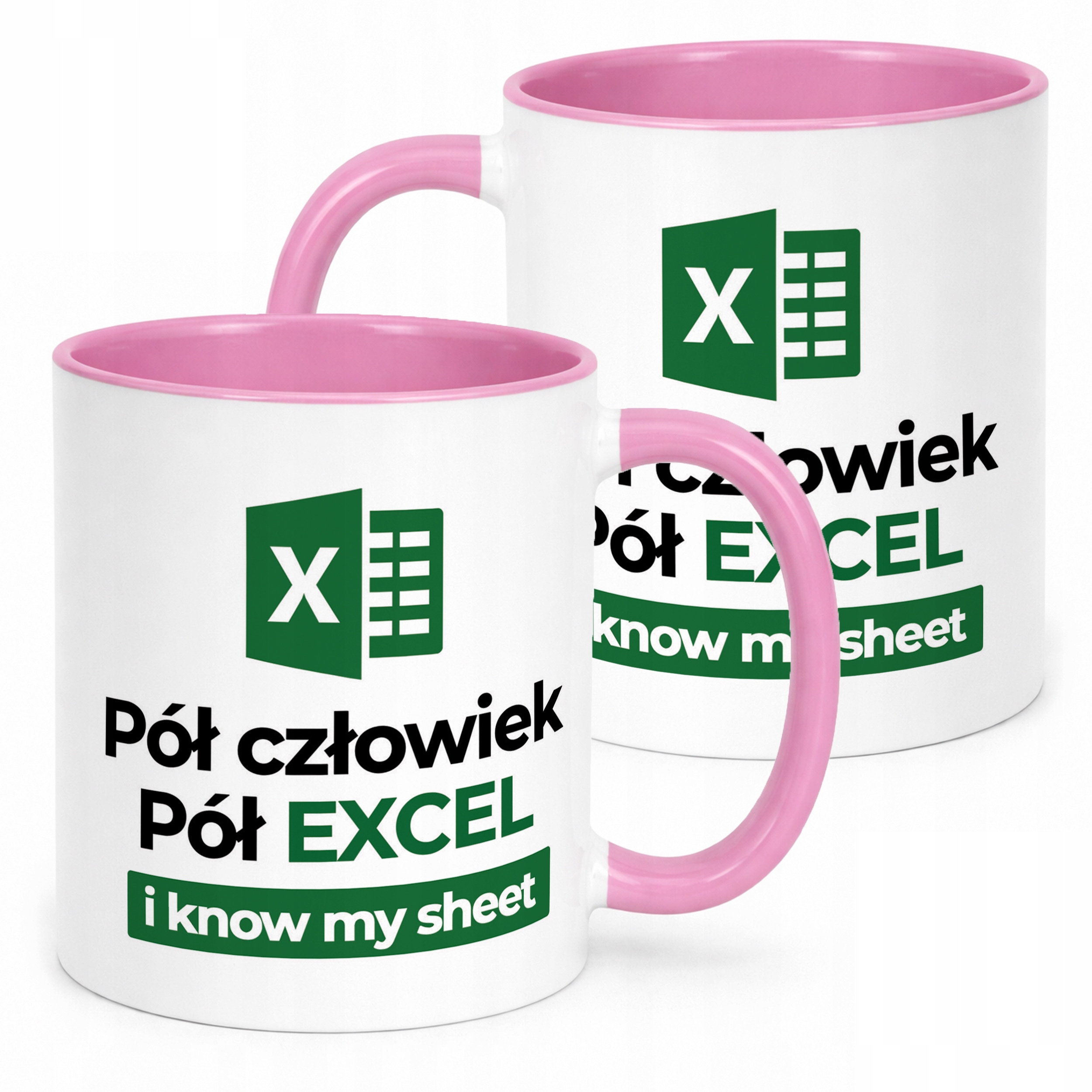 Kubek Różowy Pół Człowiek Pół Excel Zabawny Prezent Praca