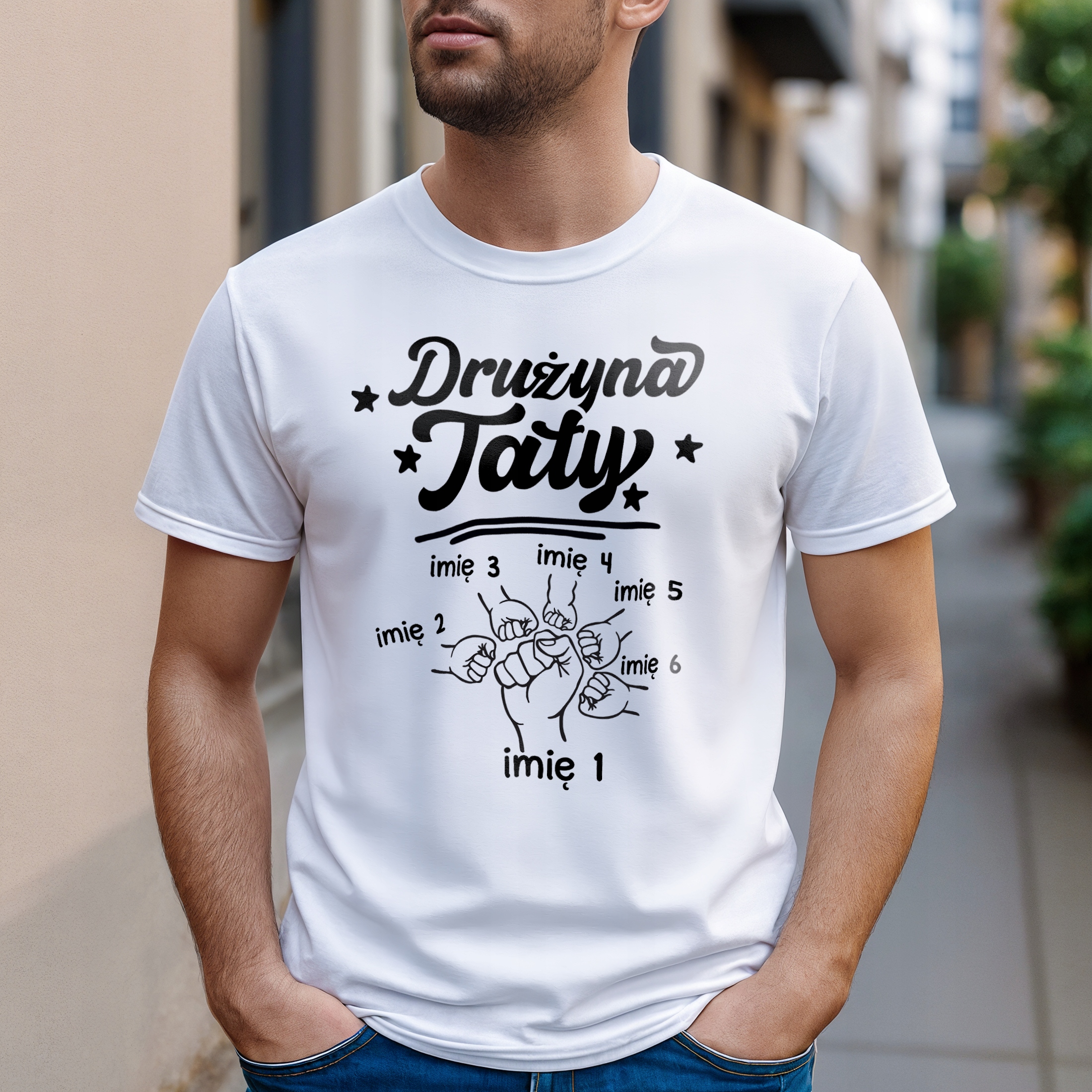 Koszulka biała męska Personalizowana Dzień Ojca Prezent