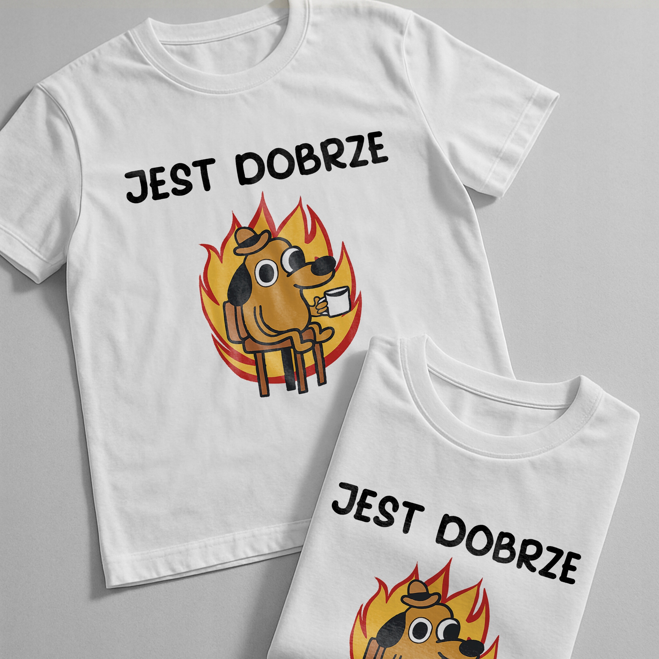 Koszulka biała męska Jest Dobrze Zabawny Prezent r. 3XL