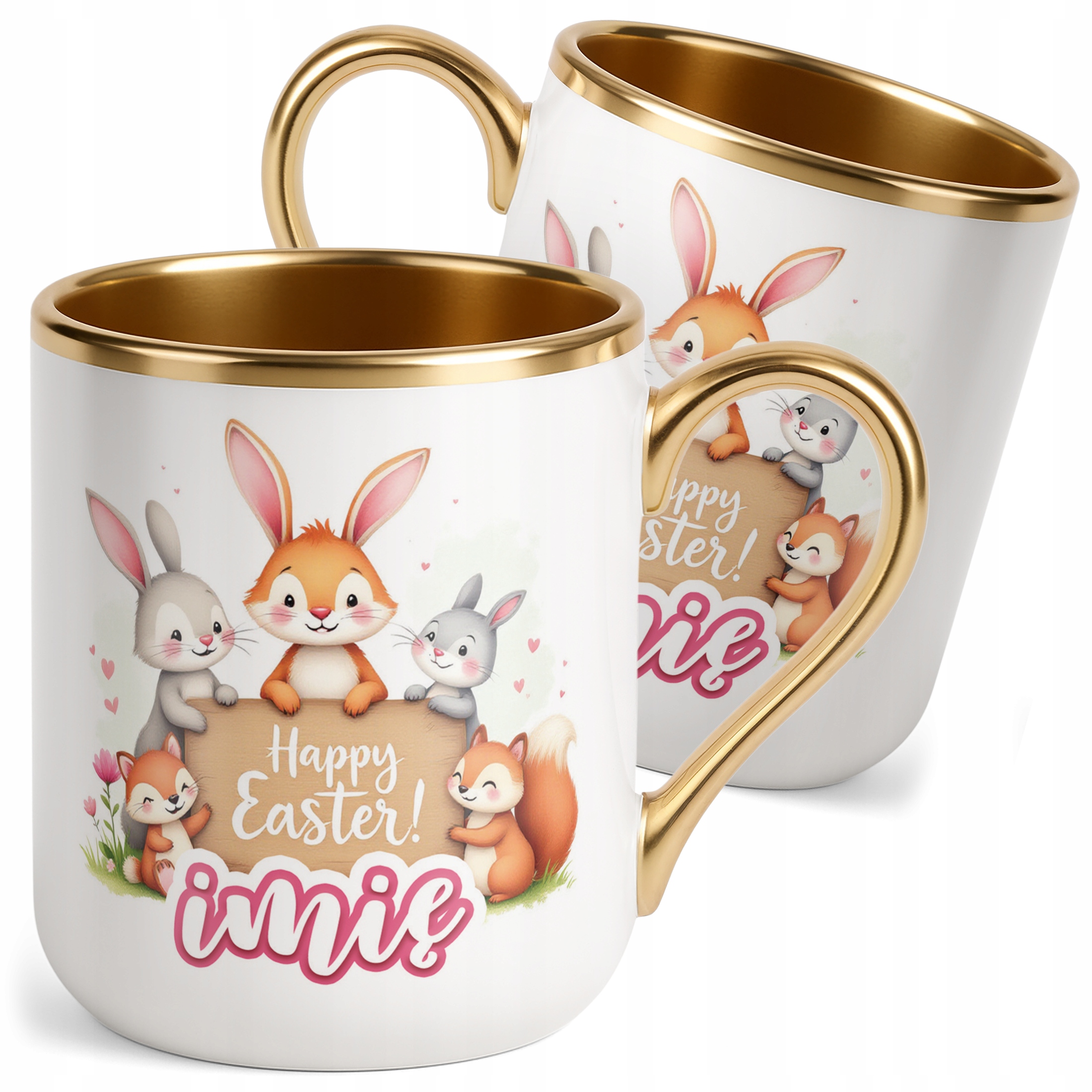 Kubek Premium Złoty Personalizowany Wielkanoc Prezent Happy Easter