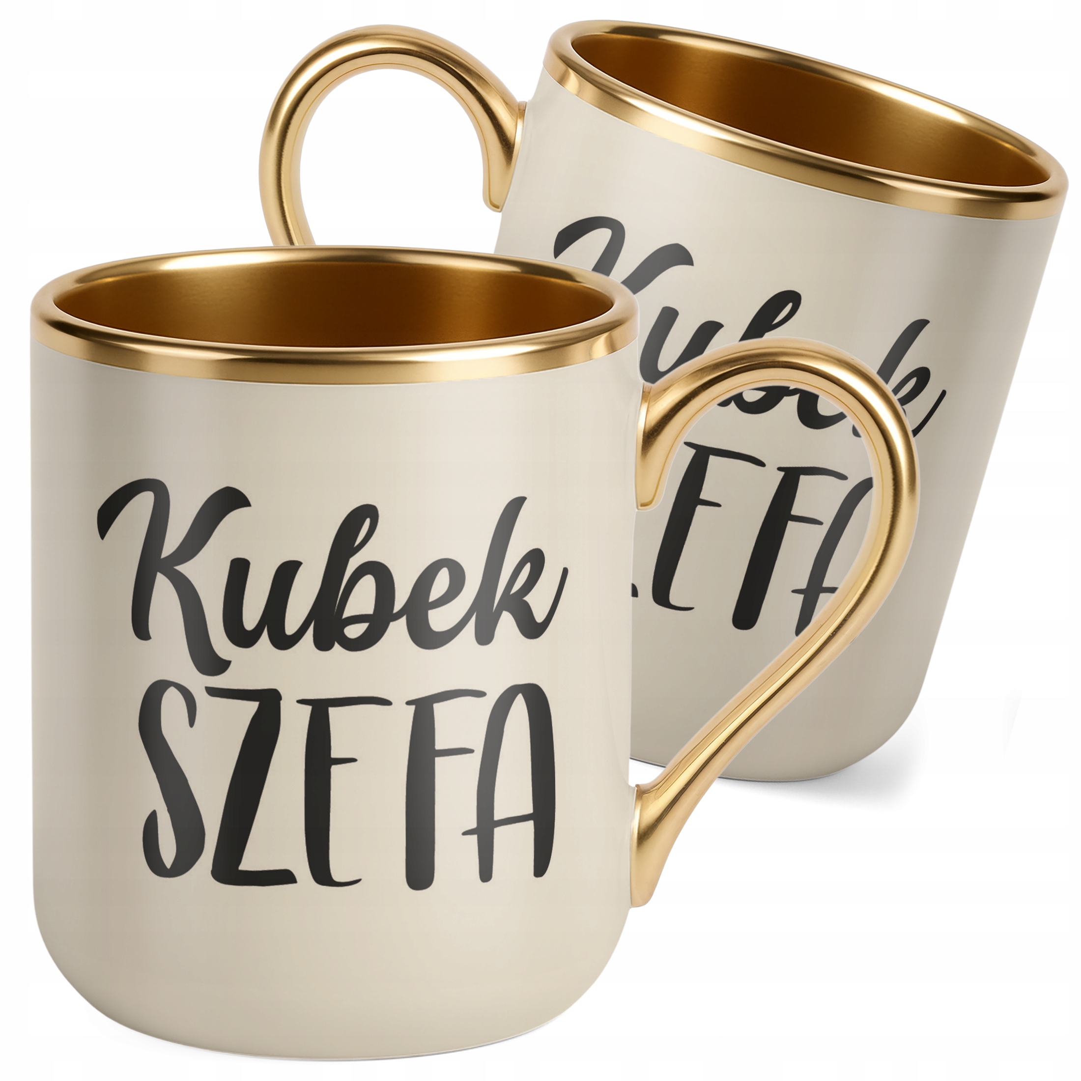 Kubek Premium Złoty Ecru Kubek Szefa Dla Szefa Prezent Praca