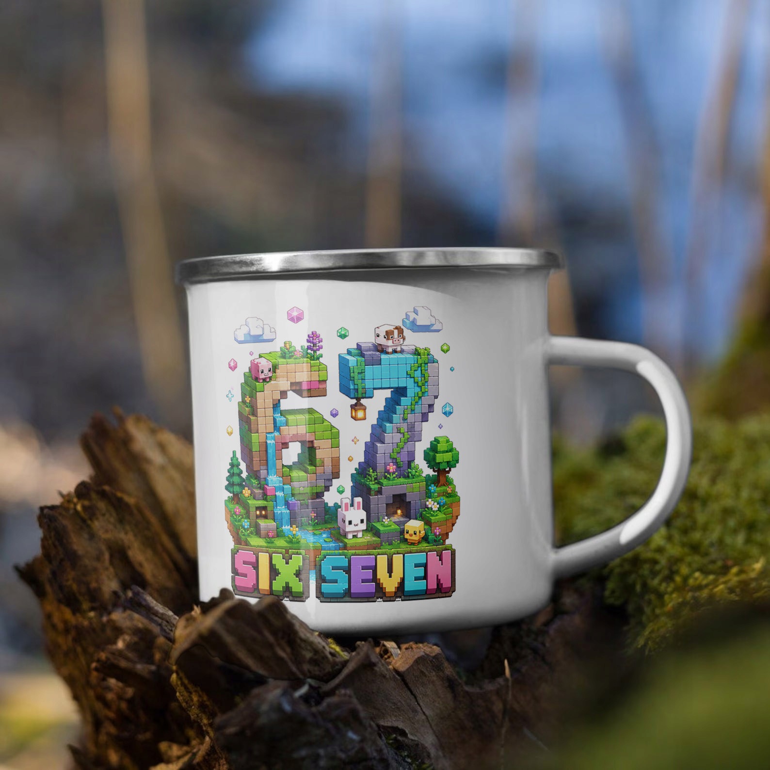 Zestaw Plecak Worek Kubek Emaliowany Z Nadrukiem SIX SEVEN Prezent