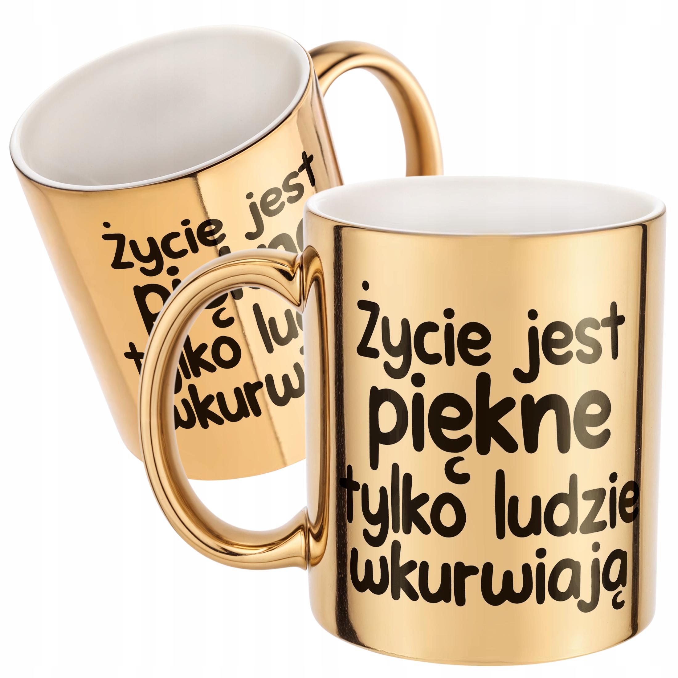 Złoty Kubek Życie Jest Piękne Śmieszny Zabawny Prezent