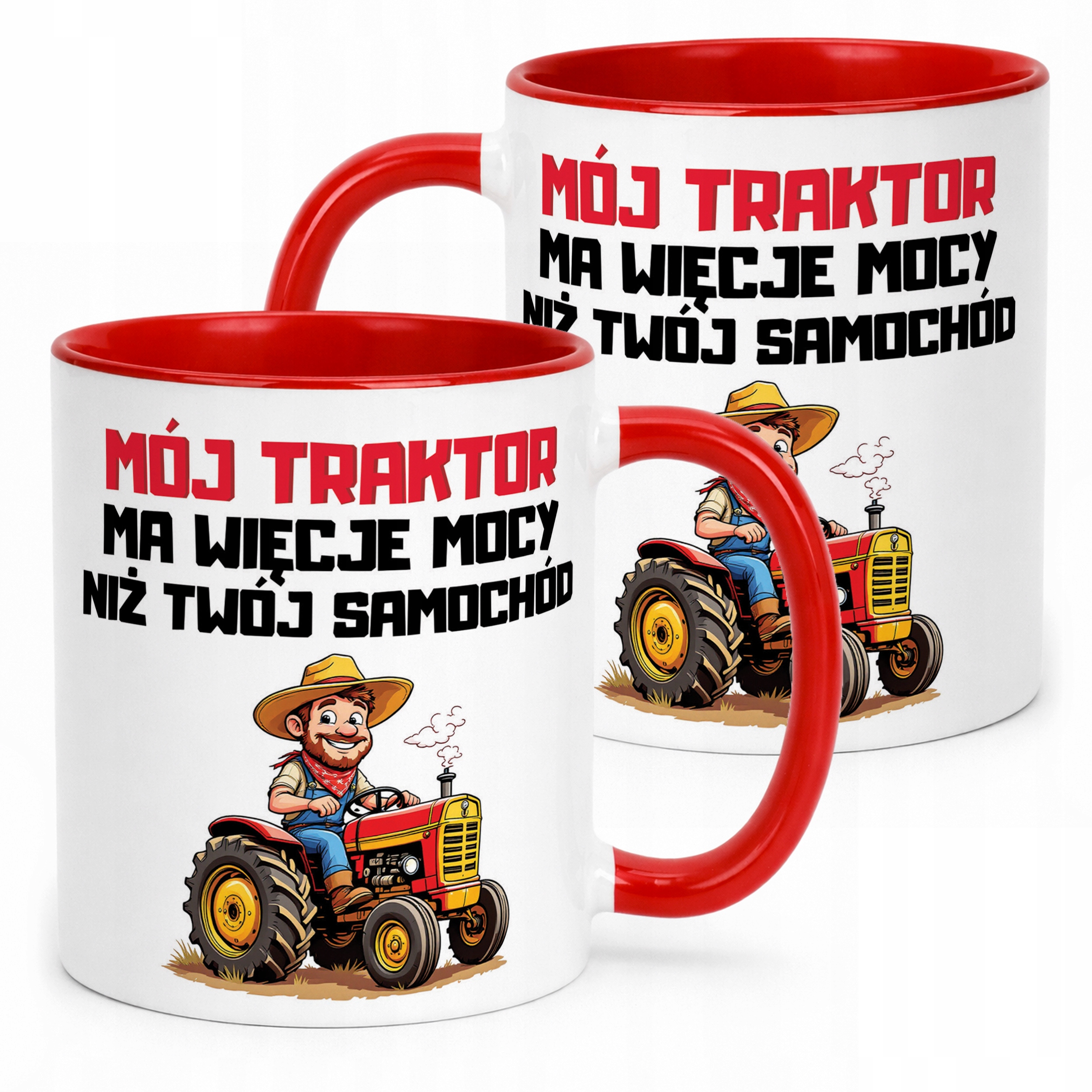 Kubek Czerwony Rolnik Dla Rolnika Traktor Zabawny Prezent Upominek