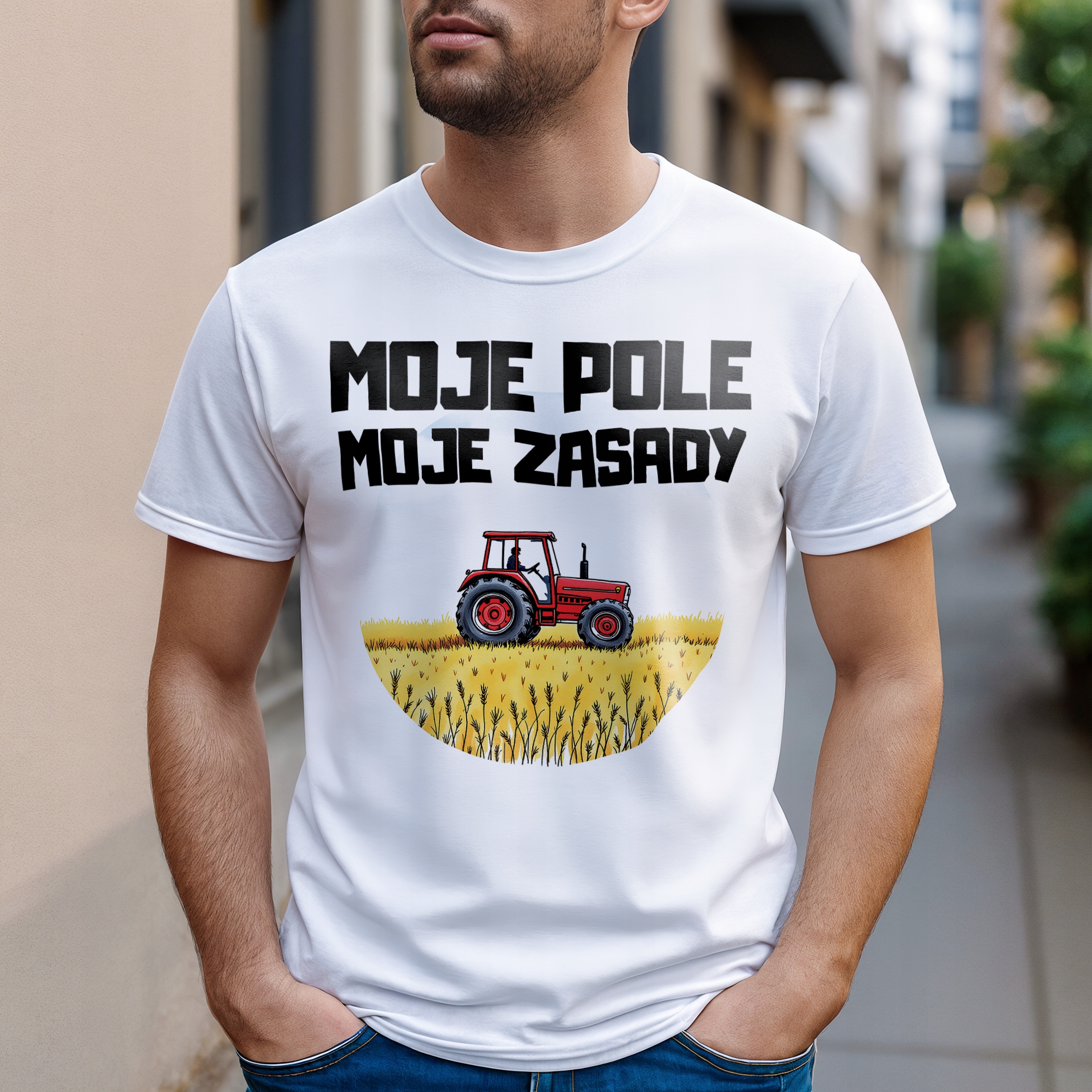 Koszulka biała męska Dla Rolnika Zabawny Prezent Upominek