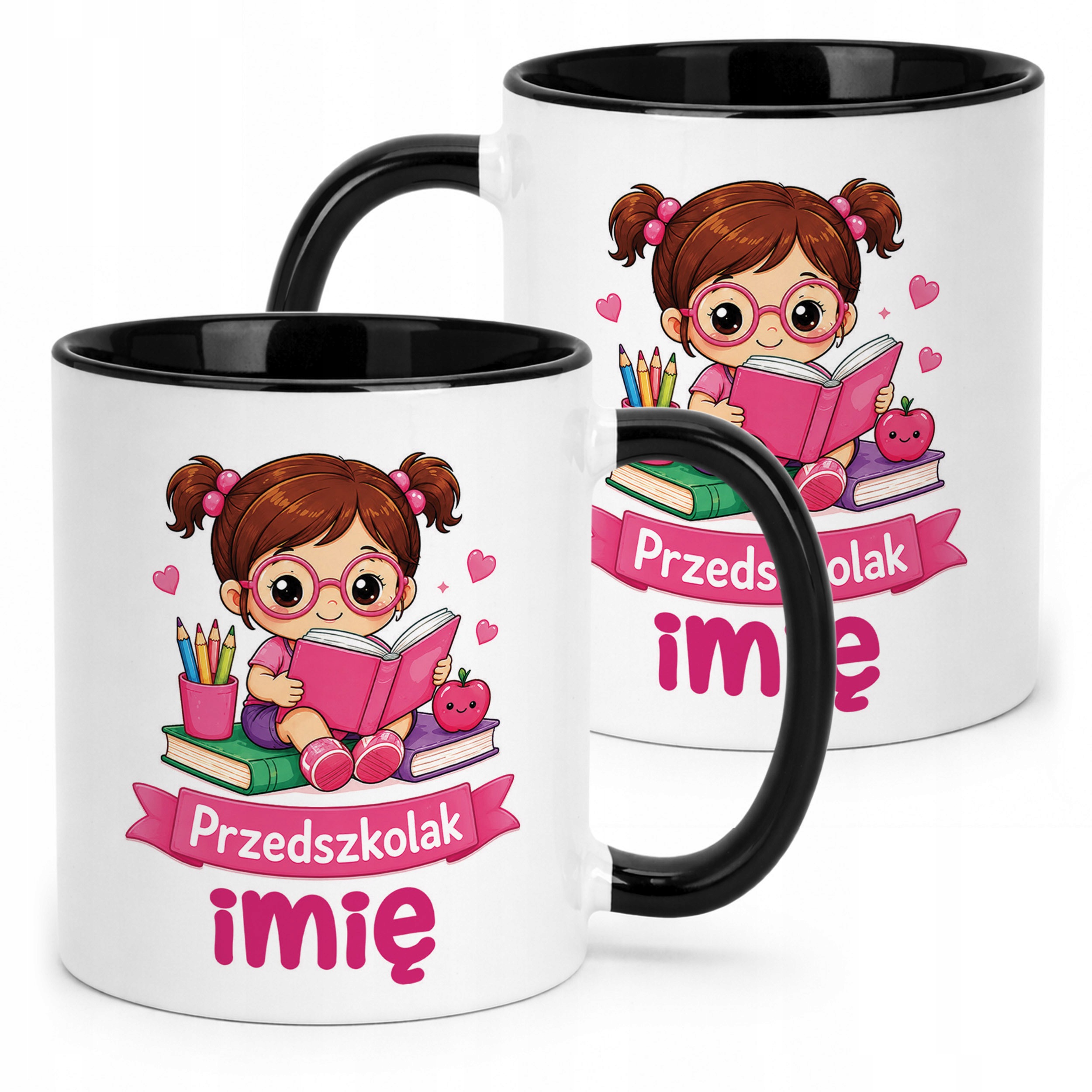 Kubek Czarny z nadrukiem personalizowany Przedszkolak Szkoła Dla Dzieci