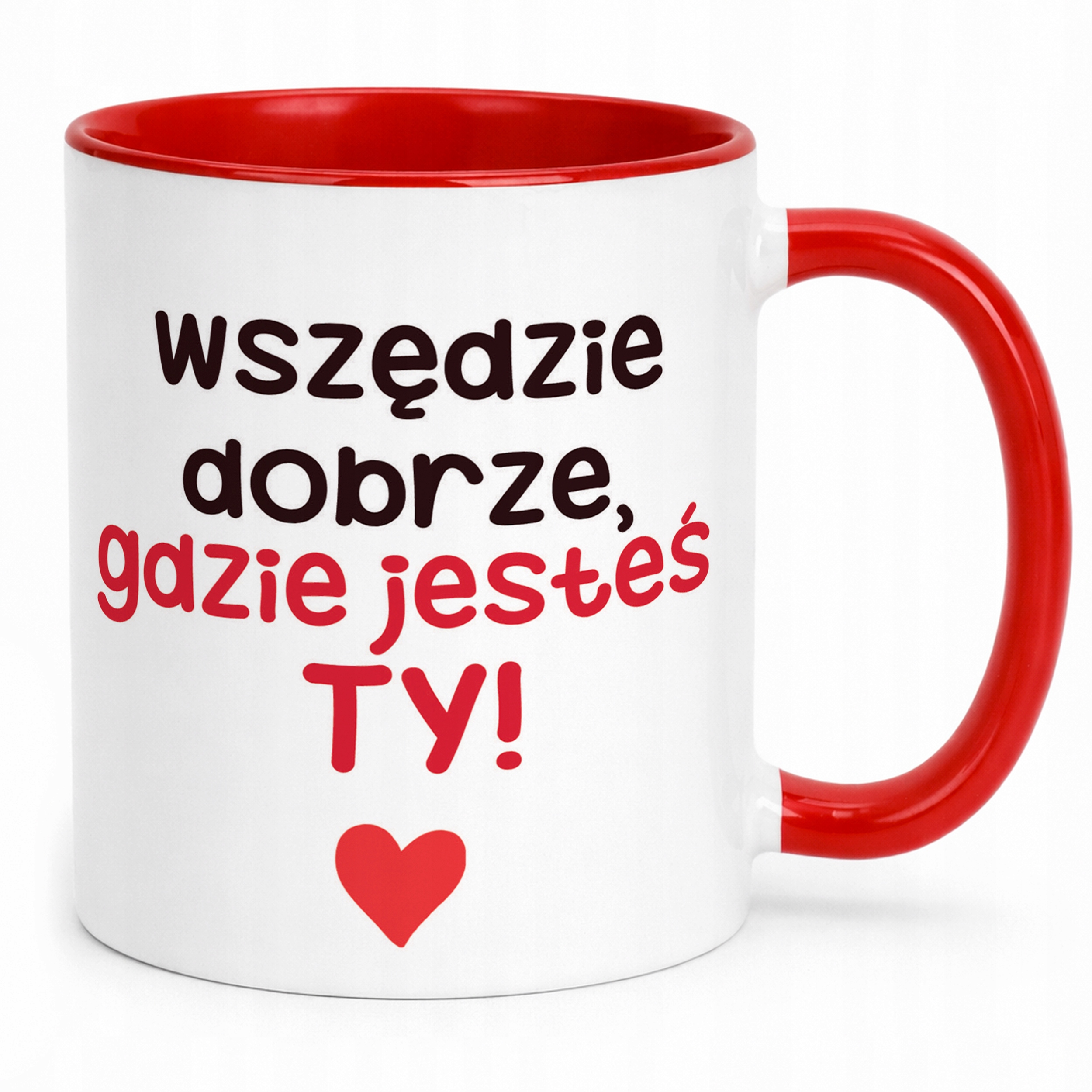 Kubek Czerwony Z Własnym Zdjęciem Serce Walentynki Prezent Upominek