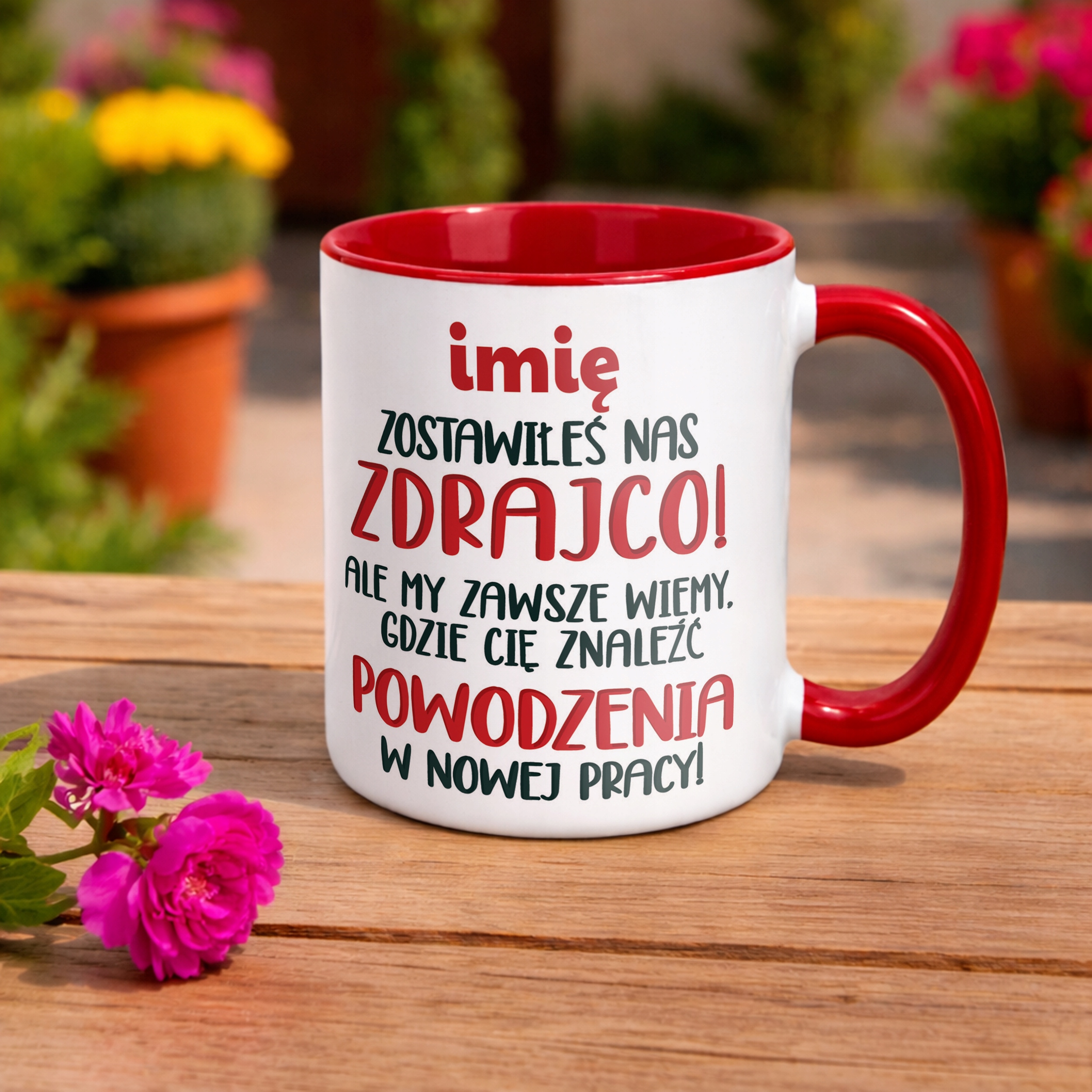 Kubek Czerwony Personalizowany Pożeganie Odejście z Pracy Dla Kolegi